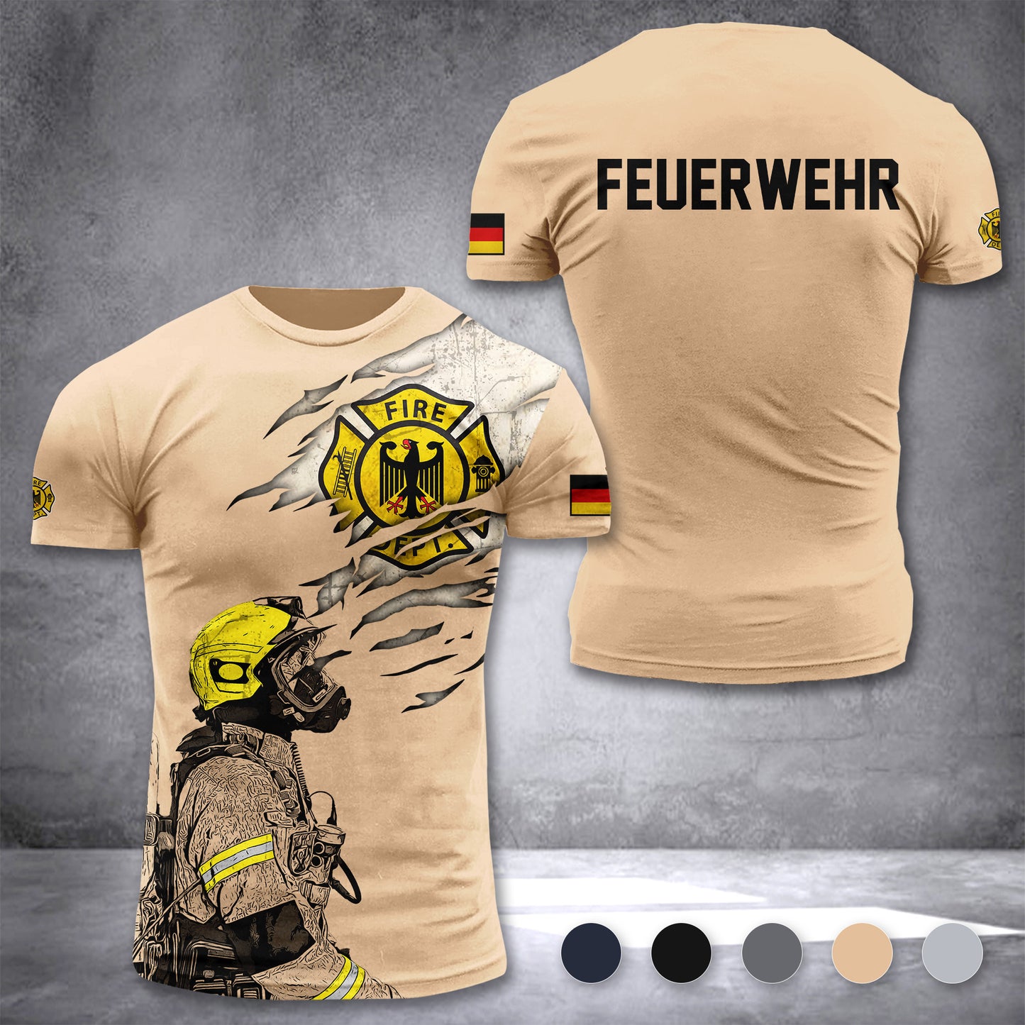 Firefighter Germany customize T-shirt 3d 168