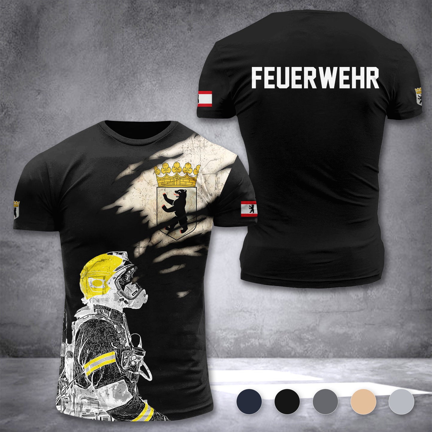 Firefighter Berlin Germany customize T-shirt 3d 168