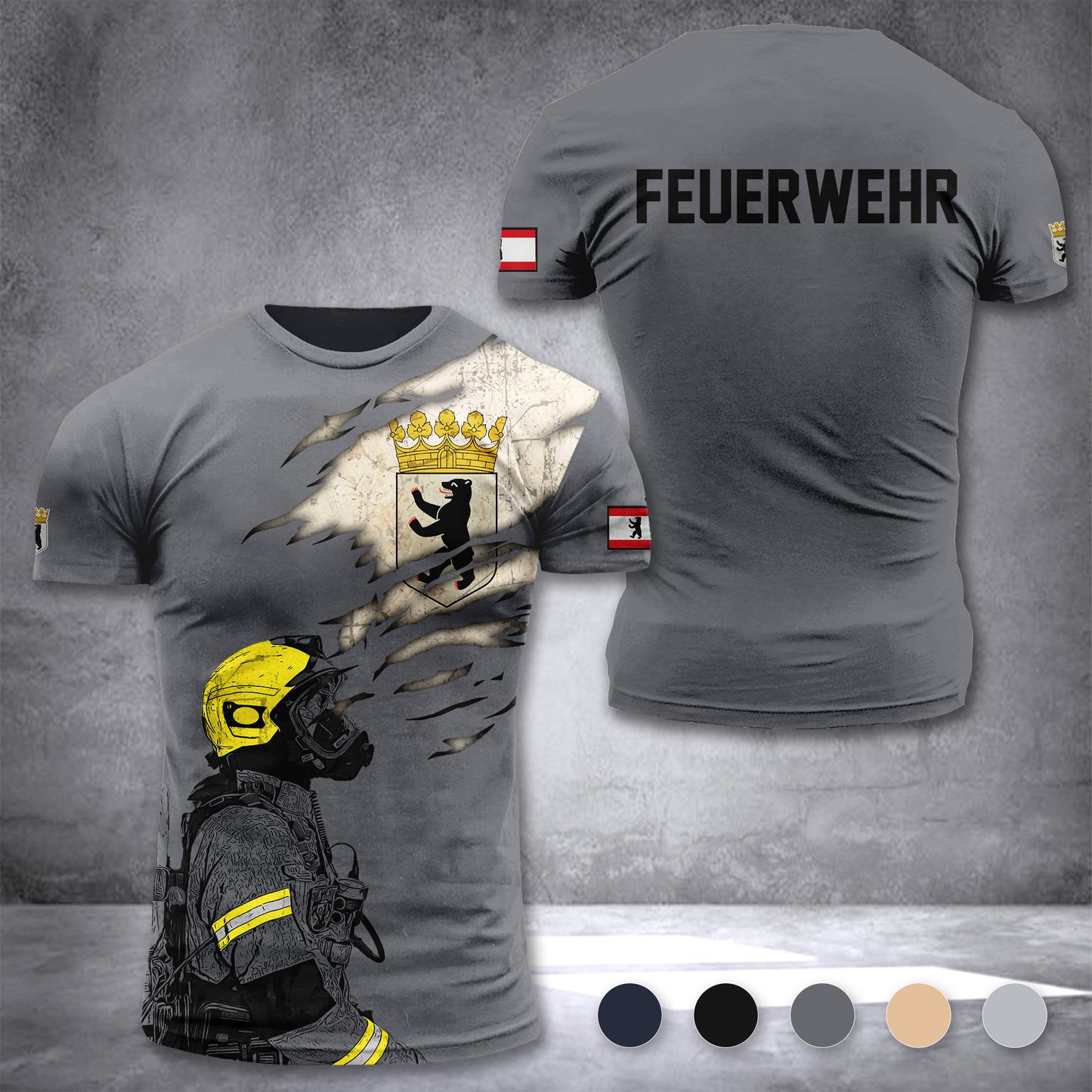 Firefighter Berlin Germany customize T-shirt 3d 168