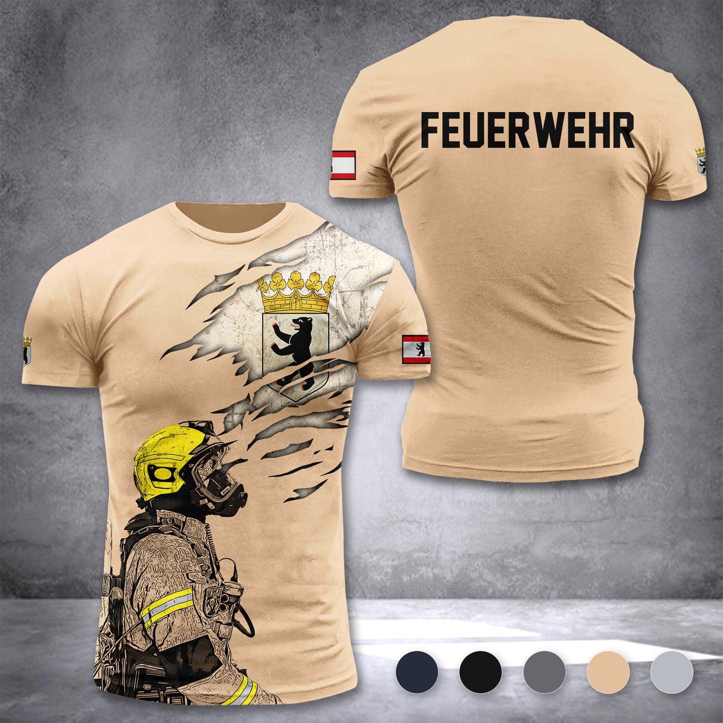 Firefighter Berlin Germany customize T-shirt 3d 168