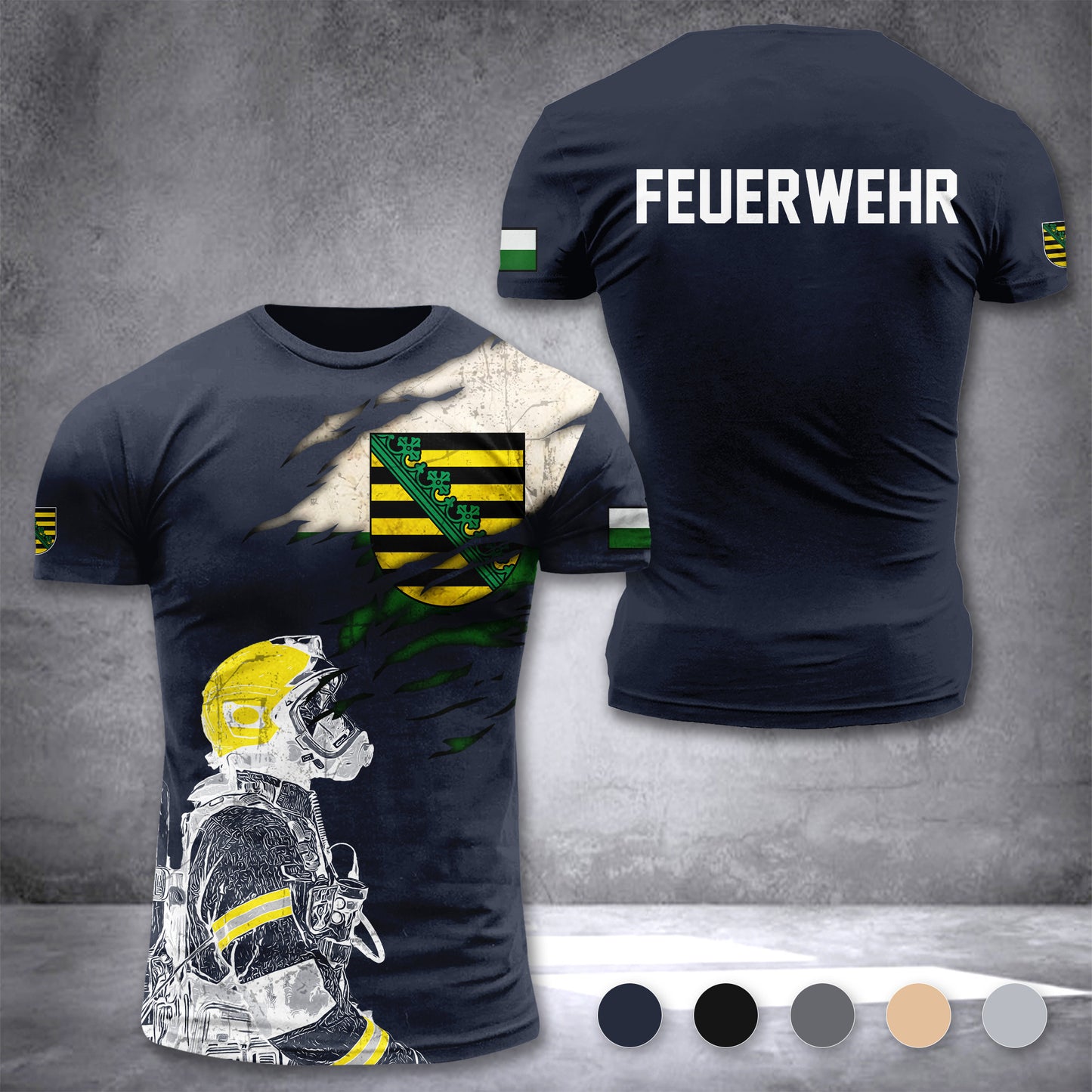 Firefighter Sachsen Germany customize T-shirt 3d 168