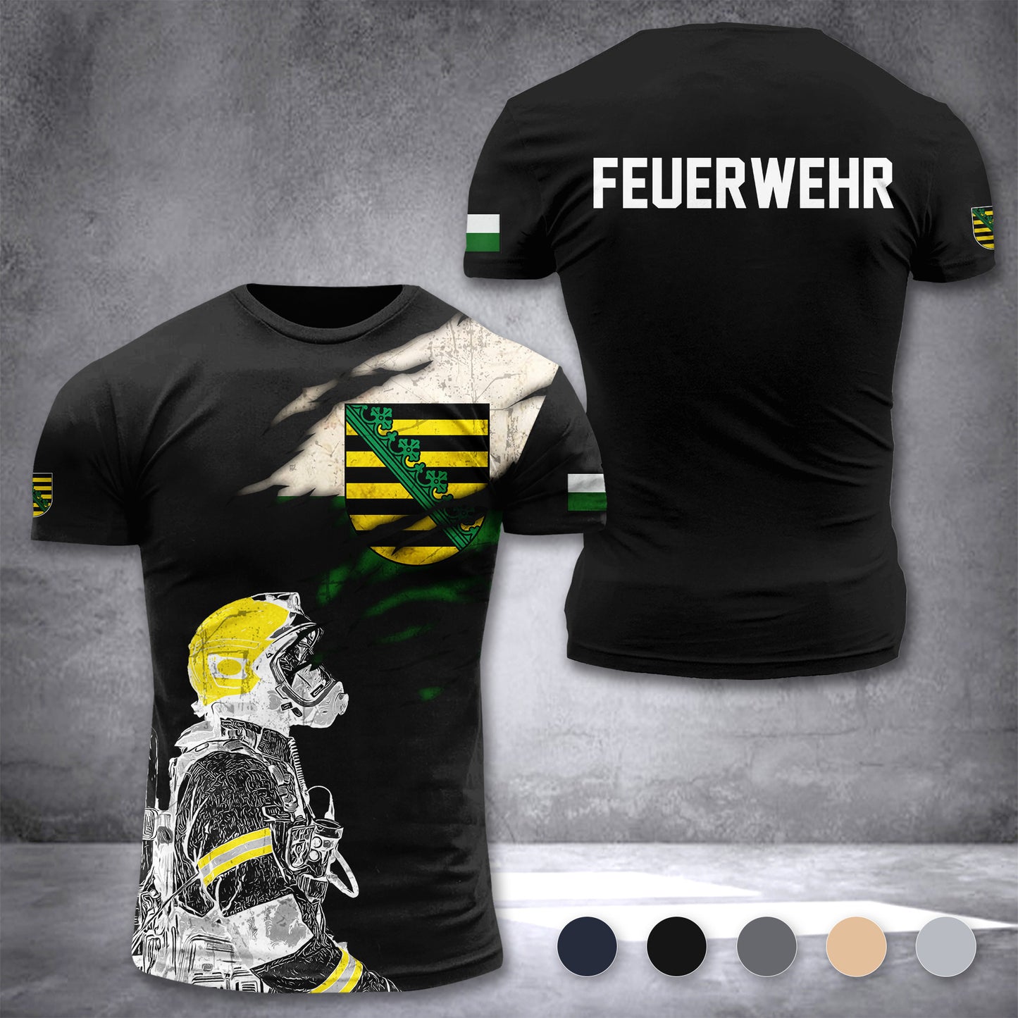 Firefighter Sachsen Germany customize T-shirt 3d 168