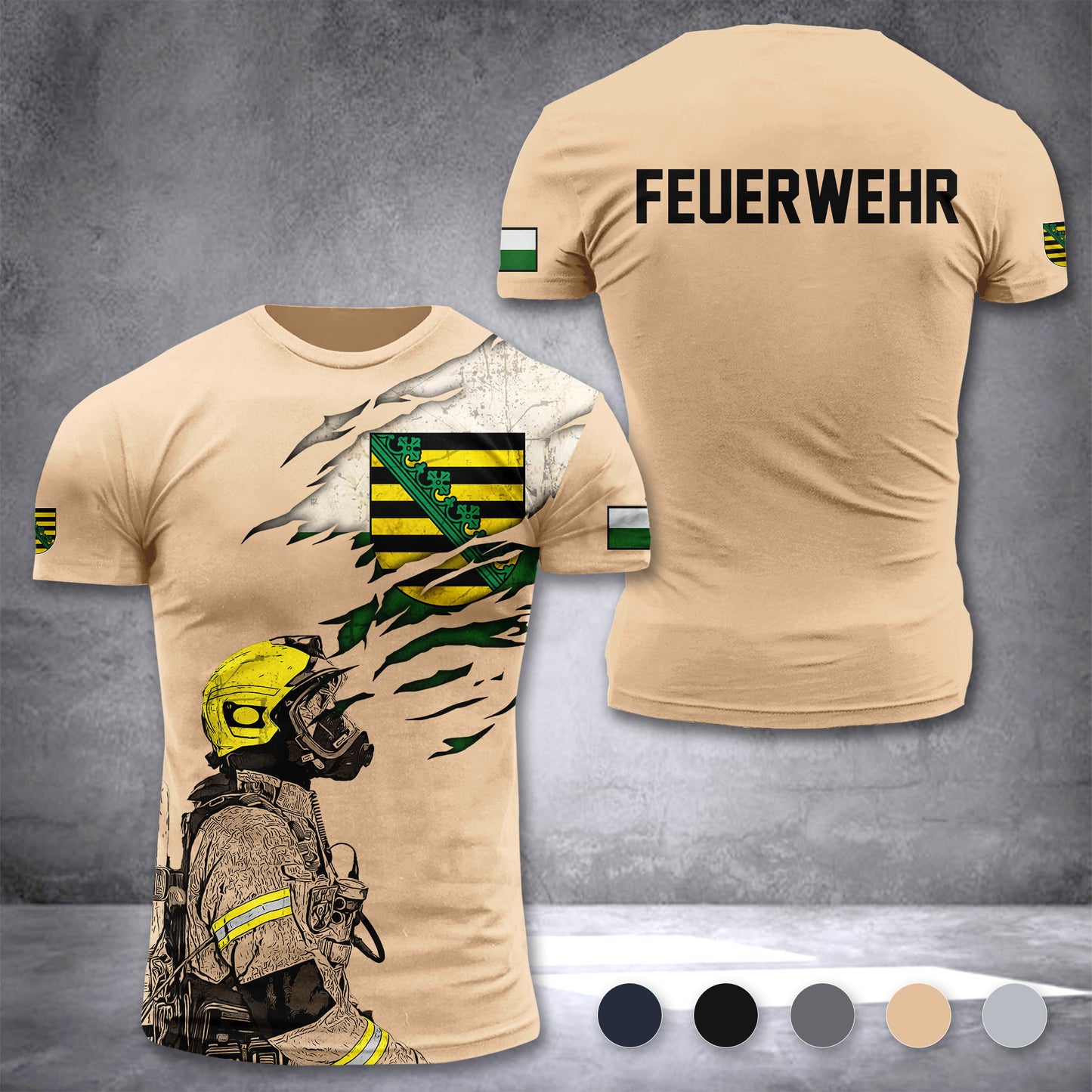 Firefighter Sachsen Germany customize T-shirt 3d 168