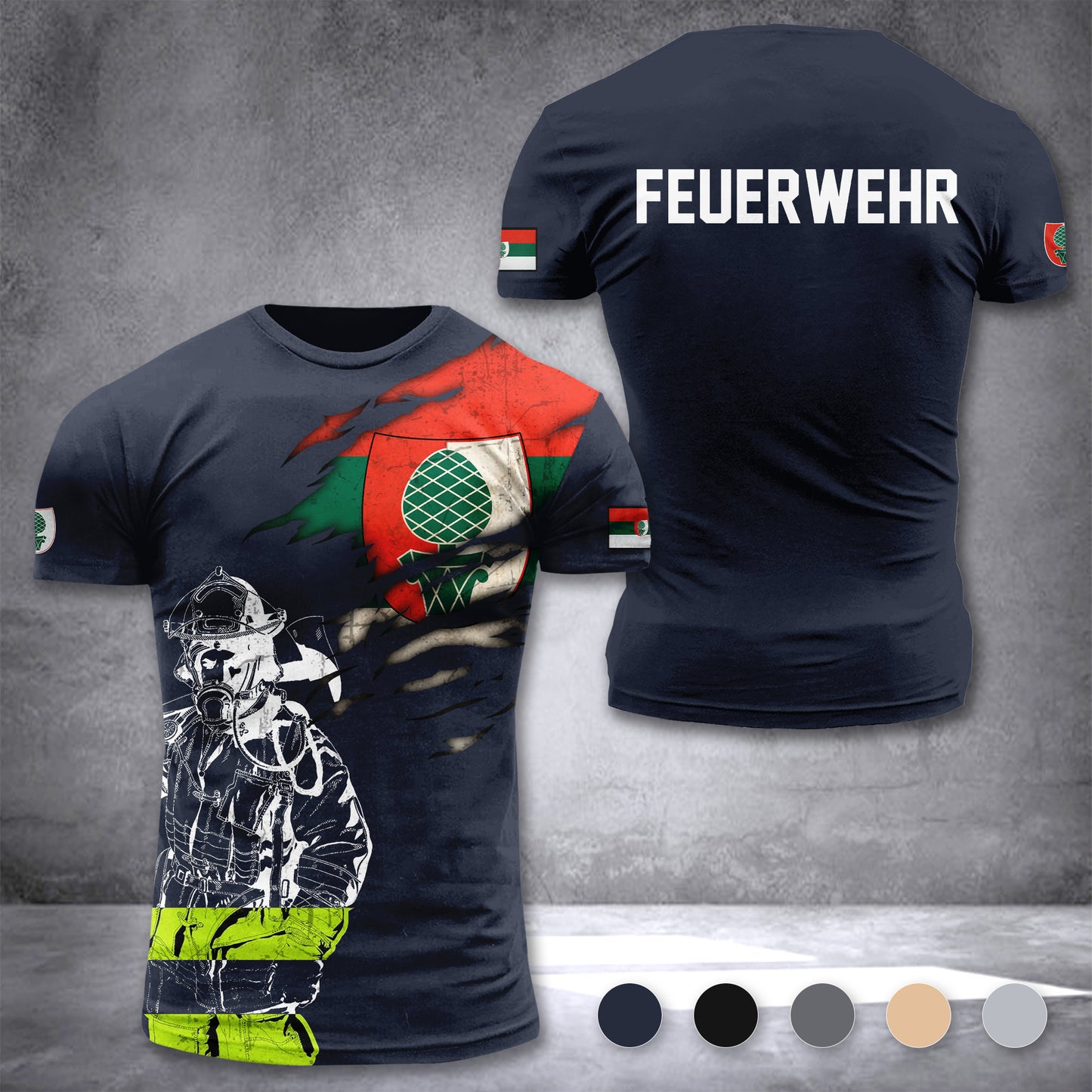 Firefighter Augsburg Germany customize T-shirt 3d 168