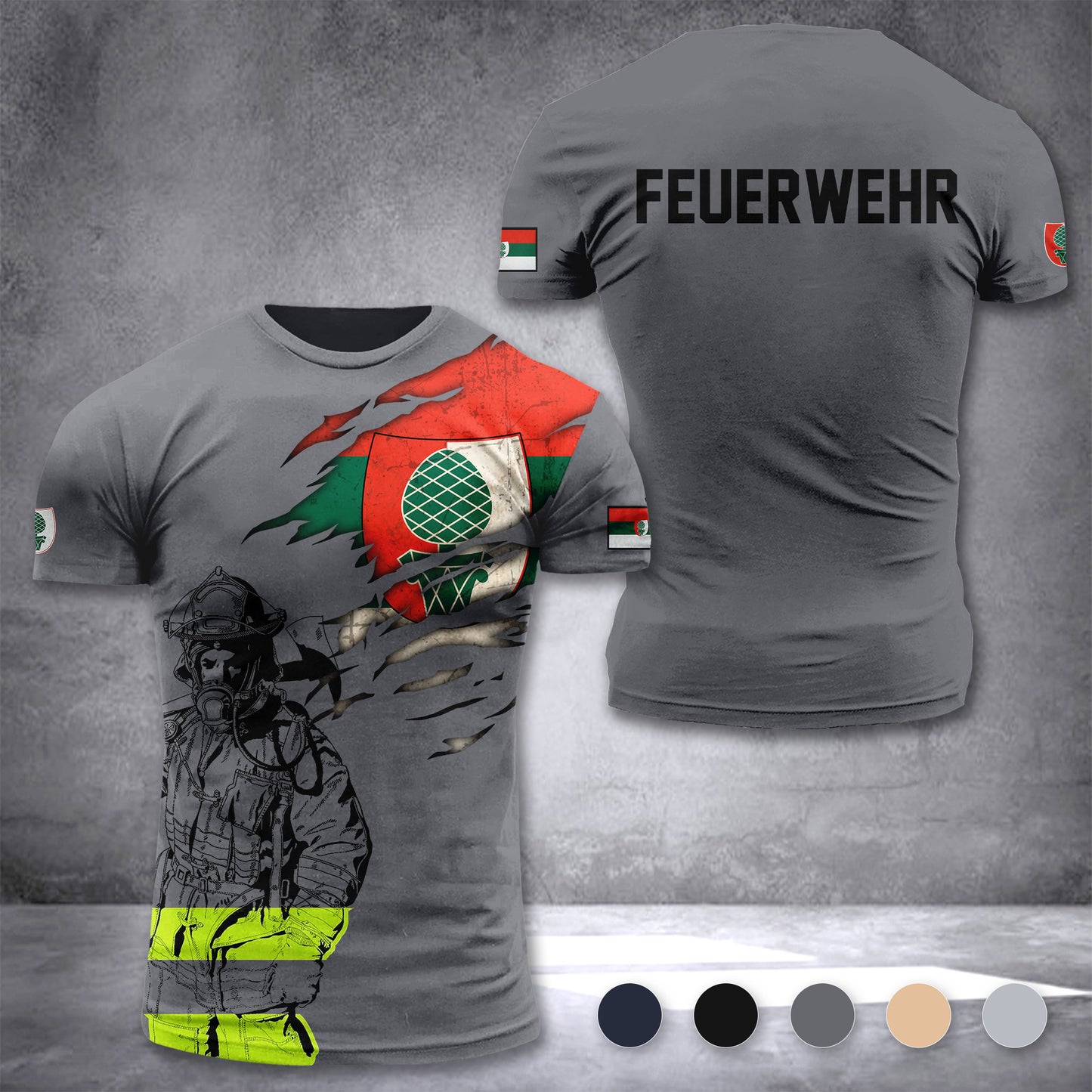 Firefighter Augsburg Germany customize T-shirt 3d 168