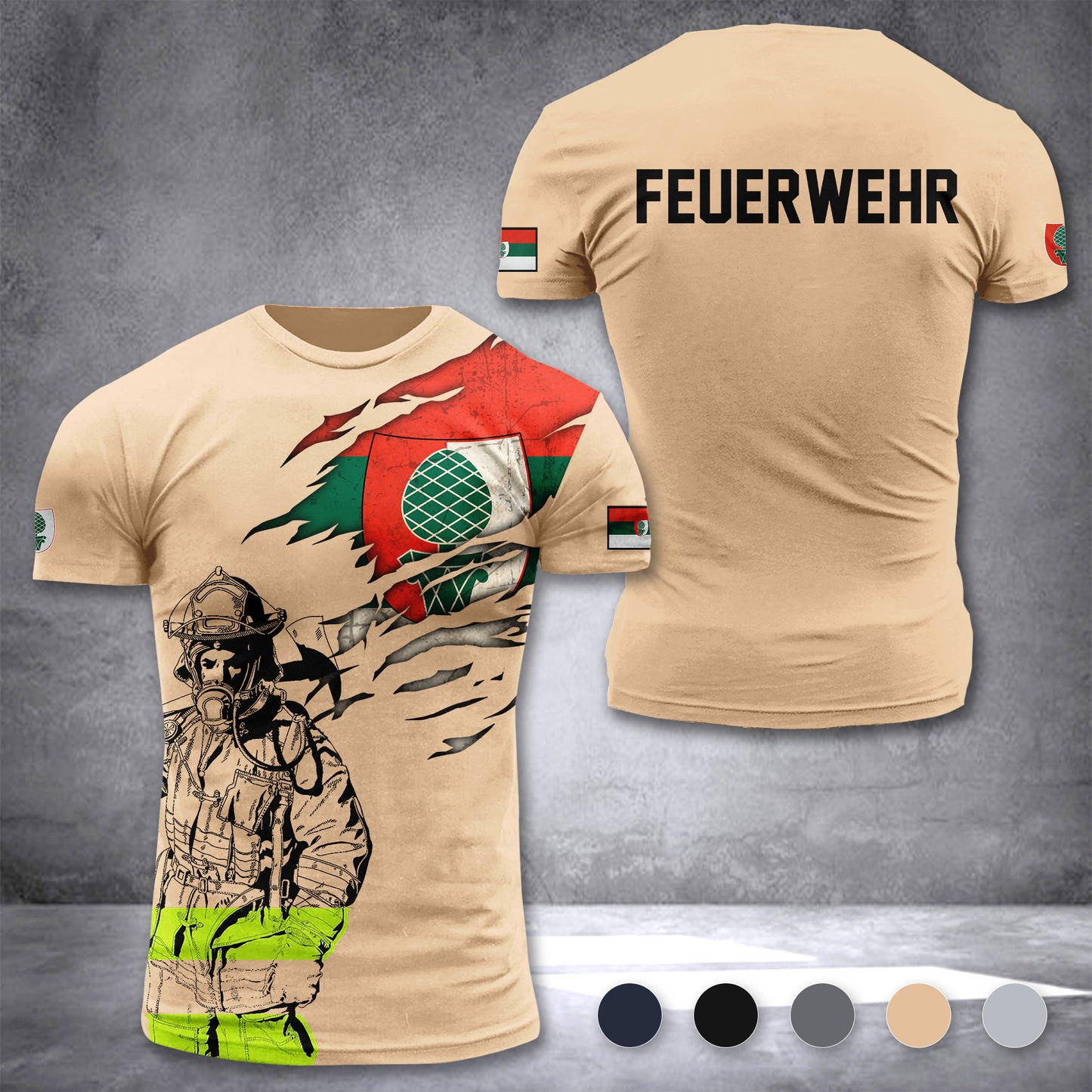 Firefighter Augsburg Germany customize T-shirt 3d 168