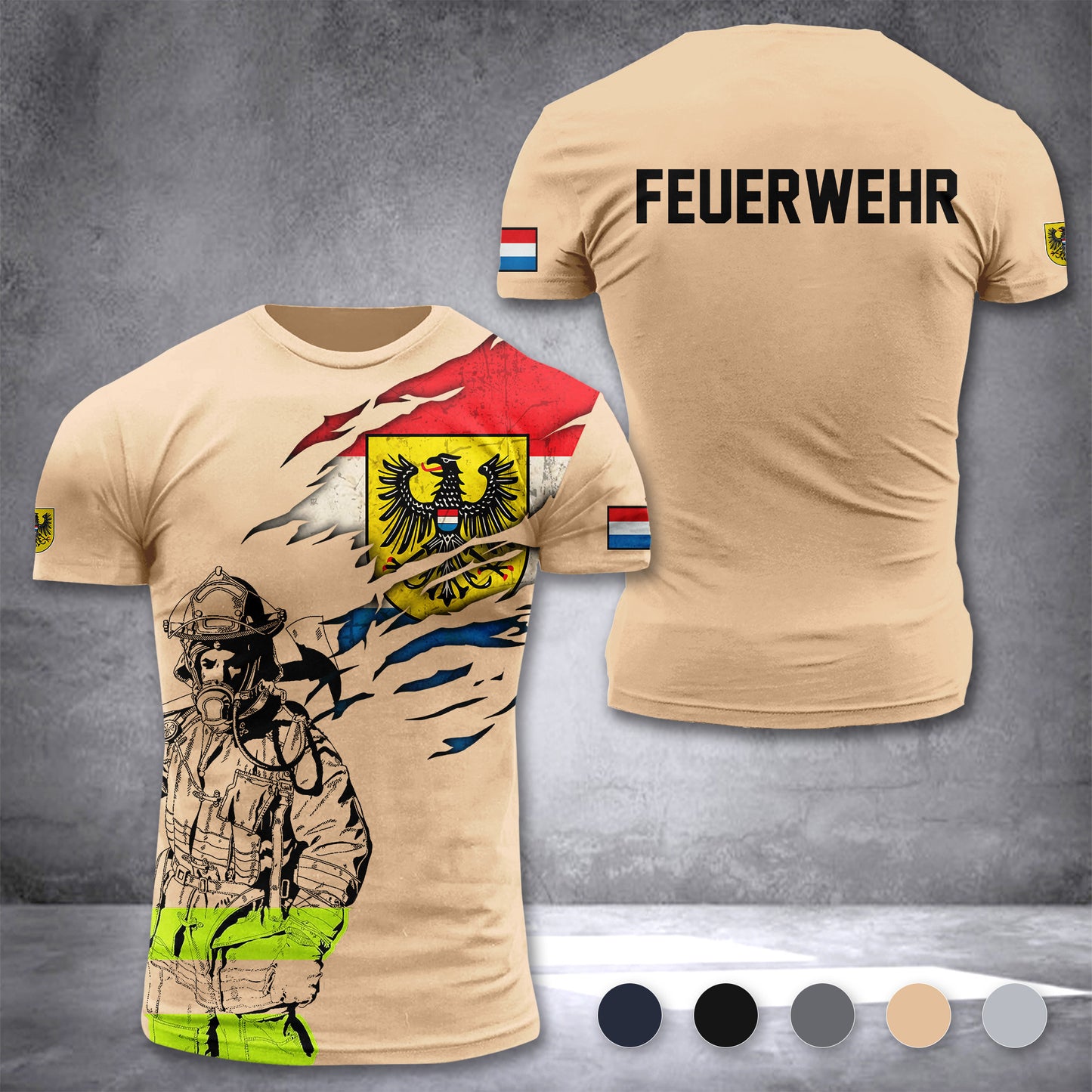 Firefighter Heilbronn Germany customize T-shirt 3d 168