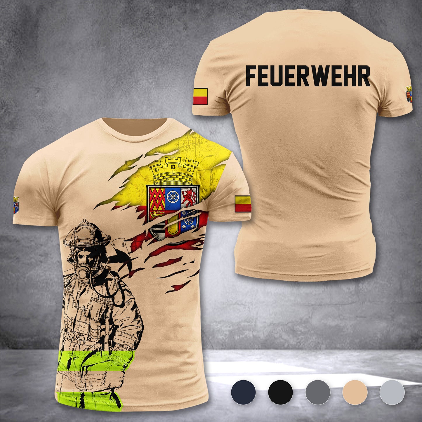 Firefighter Mülheim an der Ruhr Germany customize T-shirt 3d 168