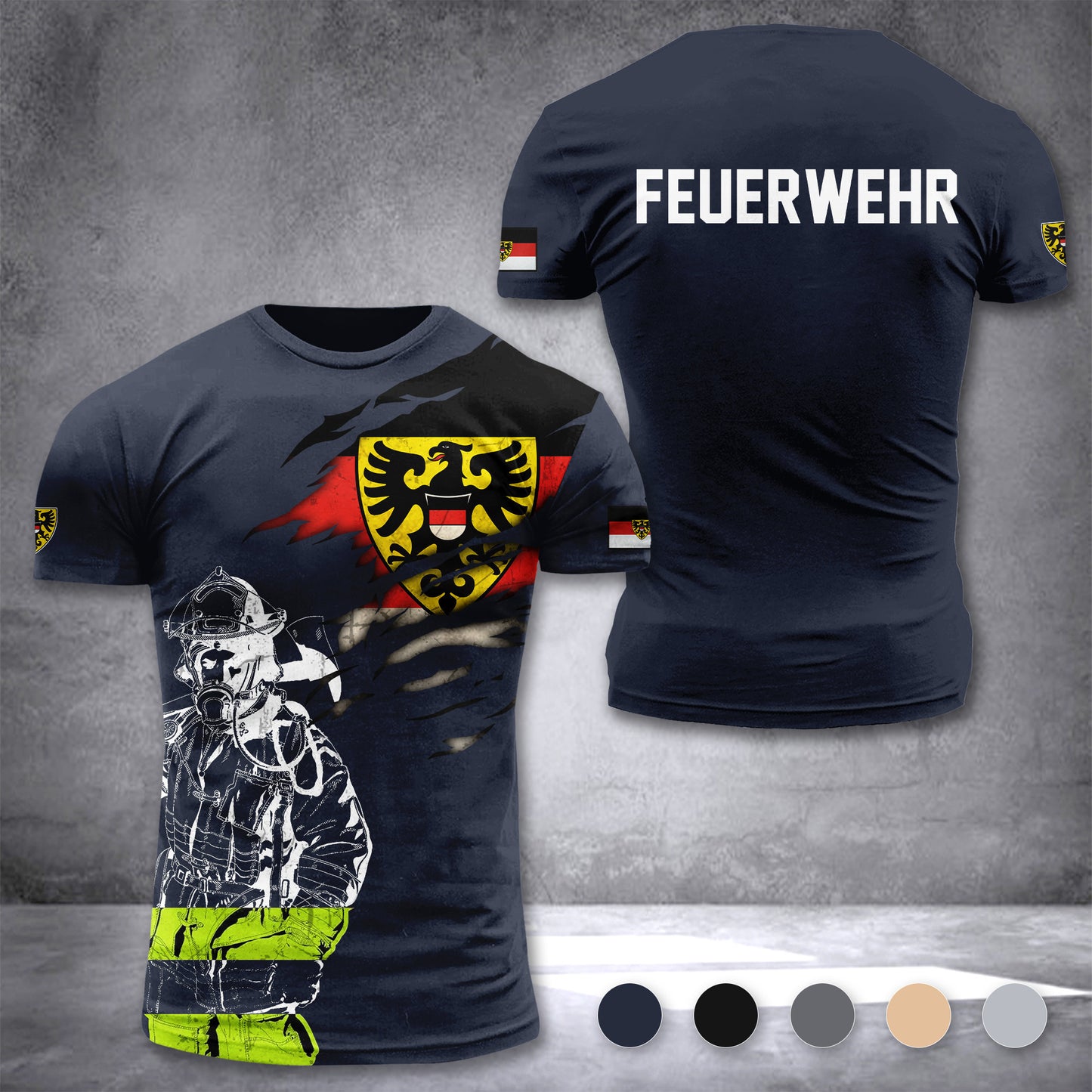 Firefighter Reutlingen Germany customize T-shirt 3d 168