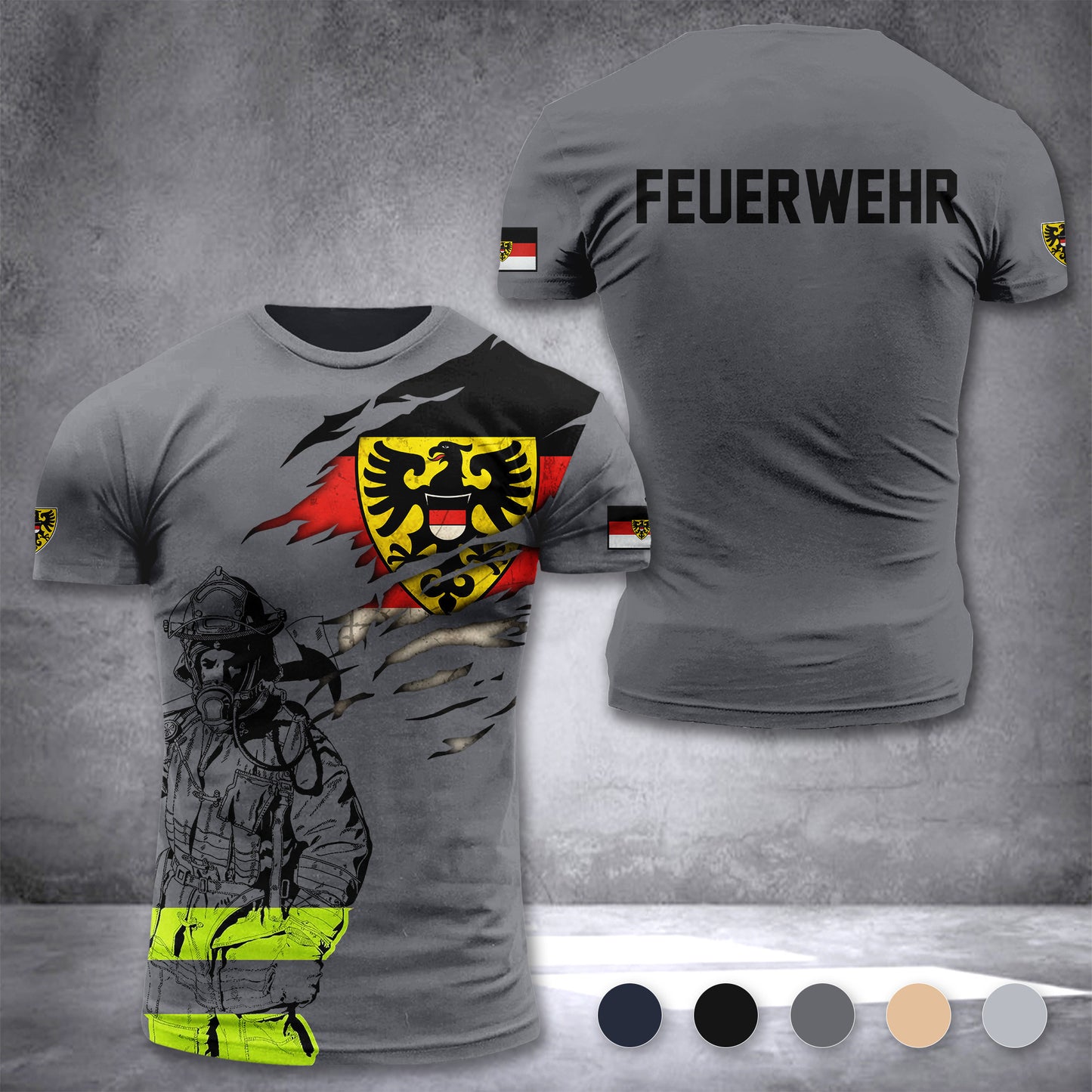 Firefighter Reutlingen Germany customize T-shirt 3d 168