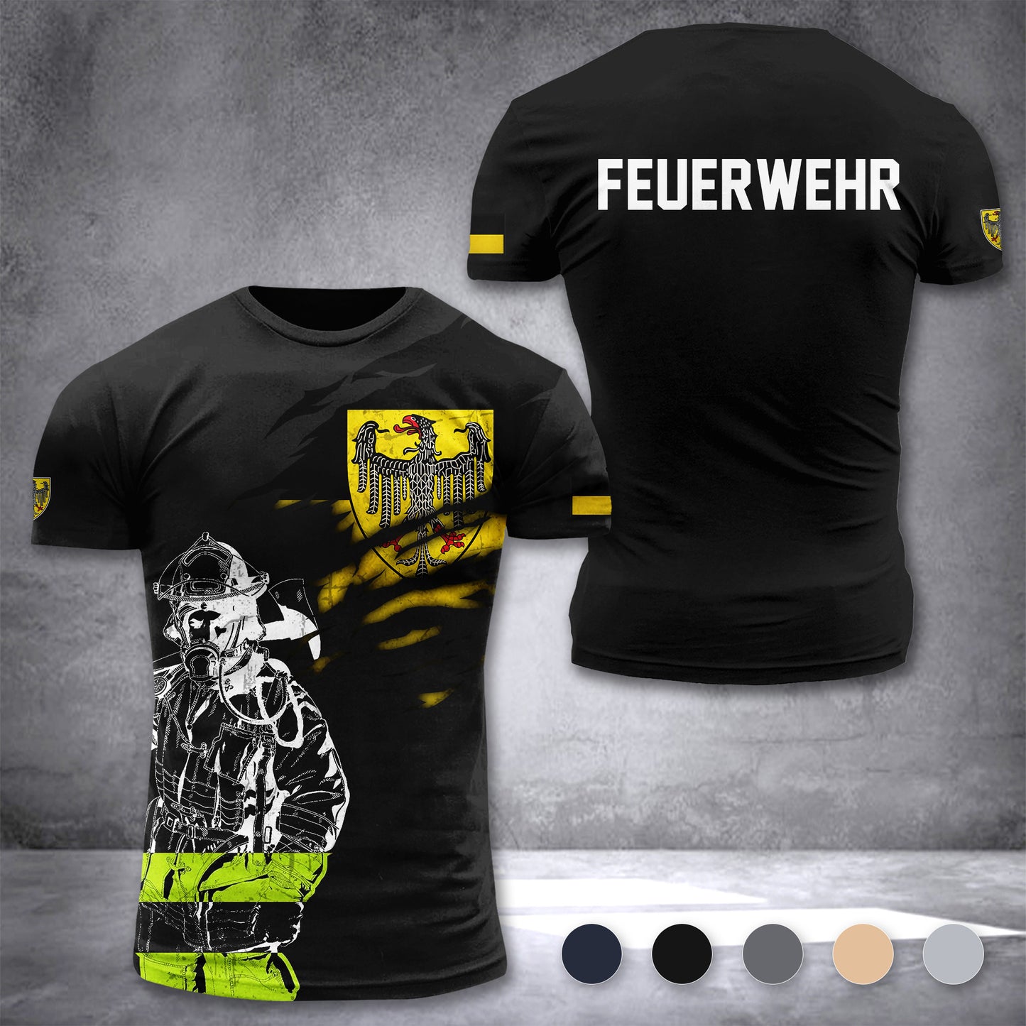 Firefighter Aachen Germany customize T-shirt 3d 168