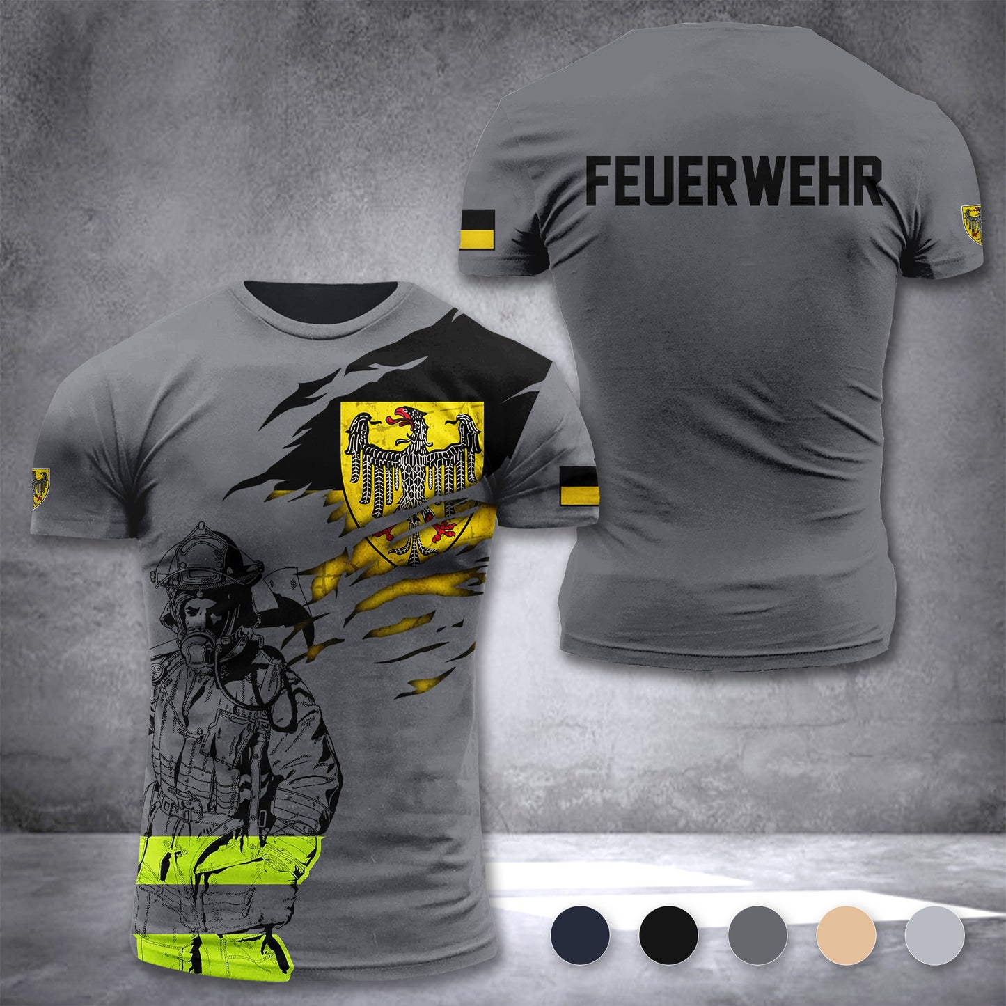 Firefighter Aachen Germany customize T-shirt 3d 168