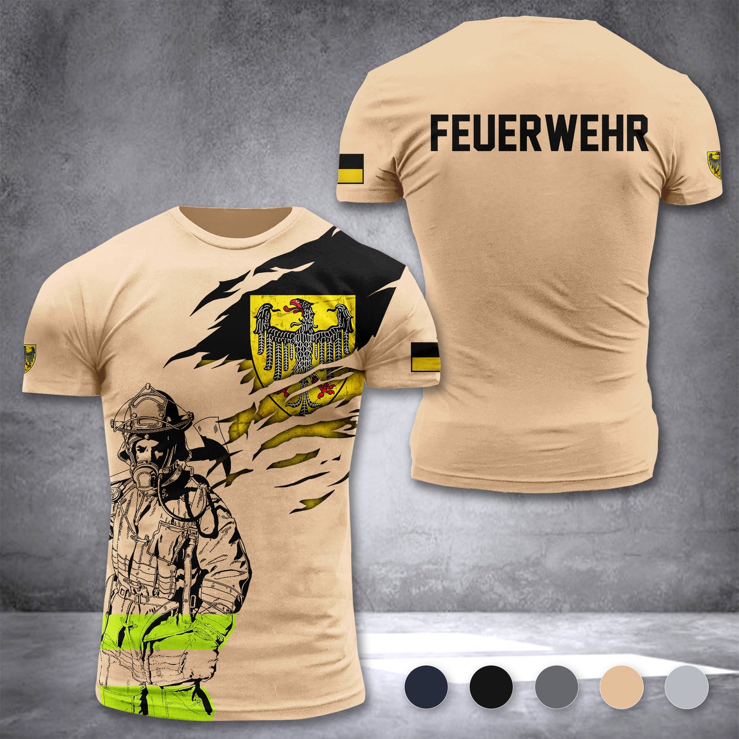 Firefighter Aachen Germany customize T-shirt 3d 168