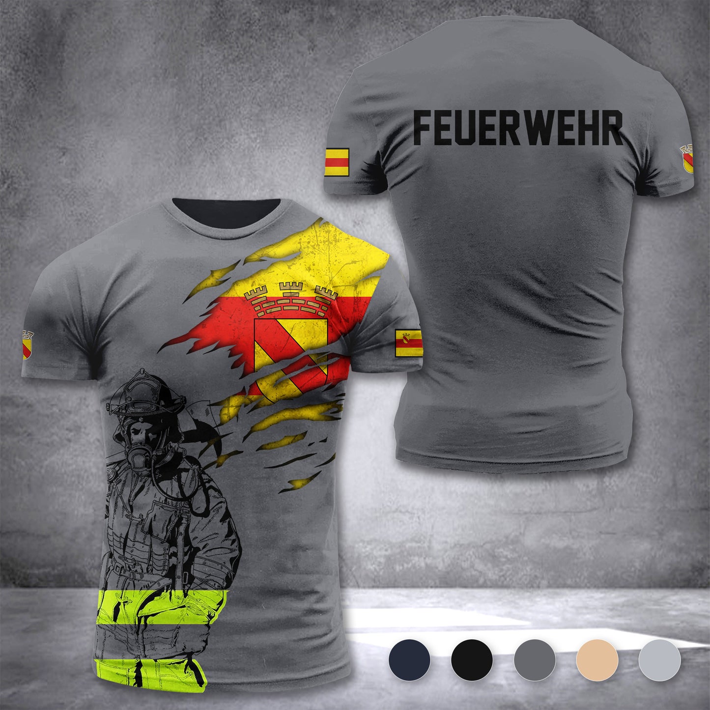 Firefighter Baden-Baden Germany customize T-shirt 3d 168