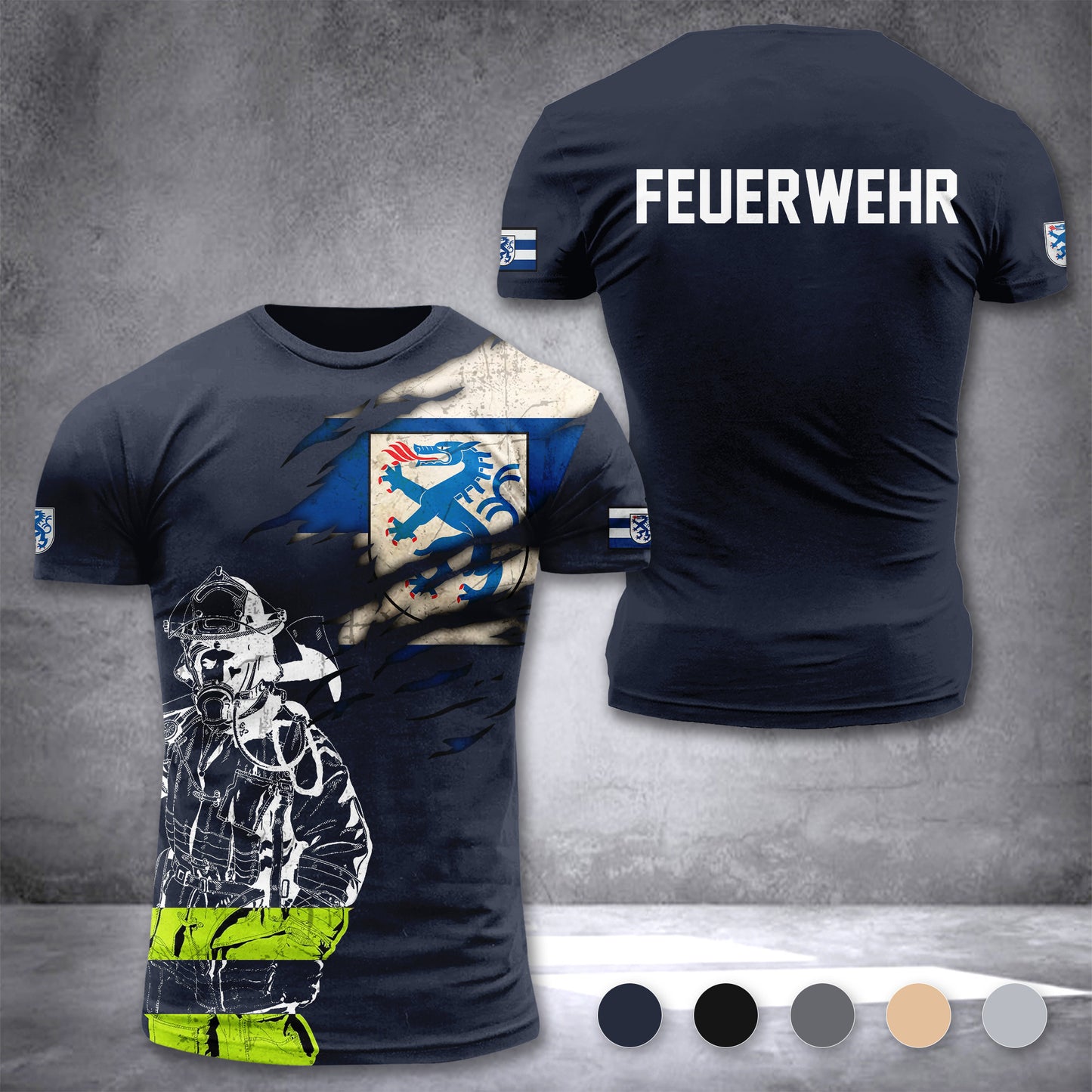 Firefighter Ingolstadt Germany customize T-shirt 3d 168