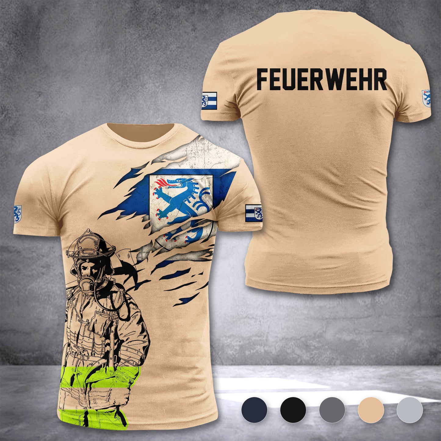 Firefighter Ingolstadt Germany customize T-shirt 3d 168