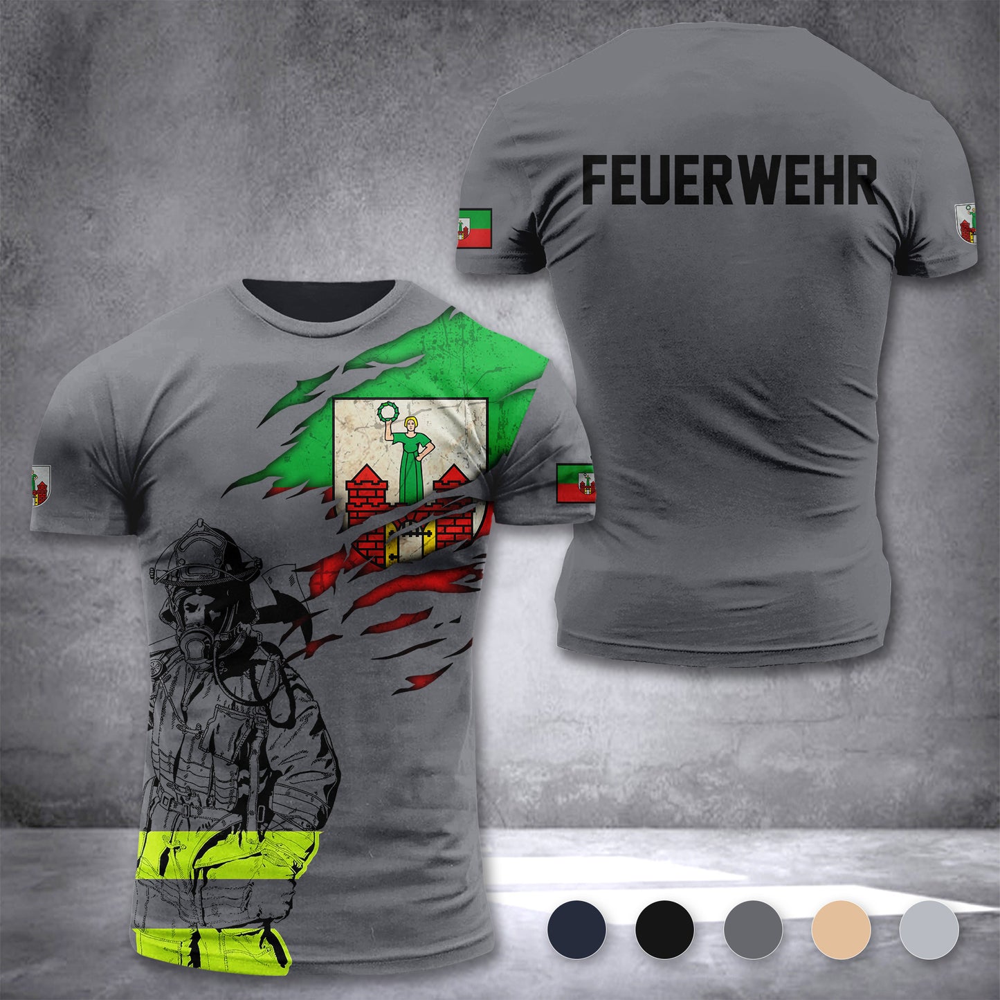 Firefighter Magdeburg Germany customize T-shirt 3d 168