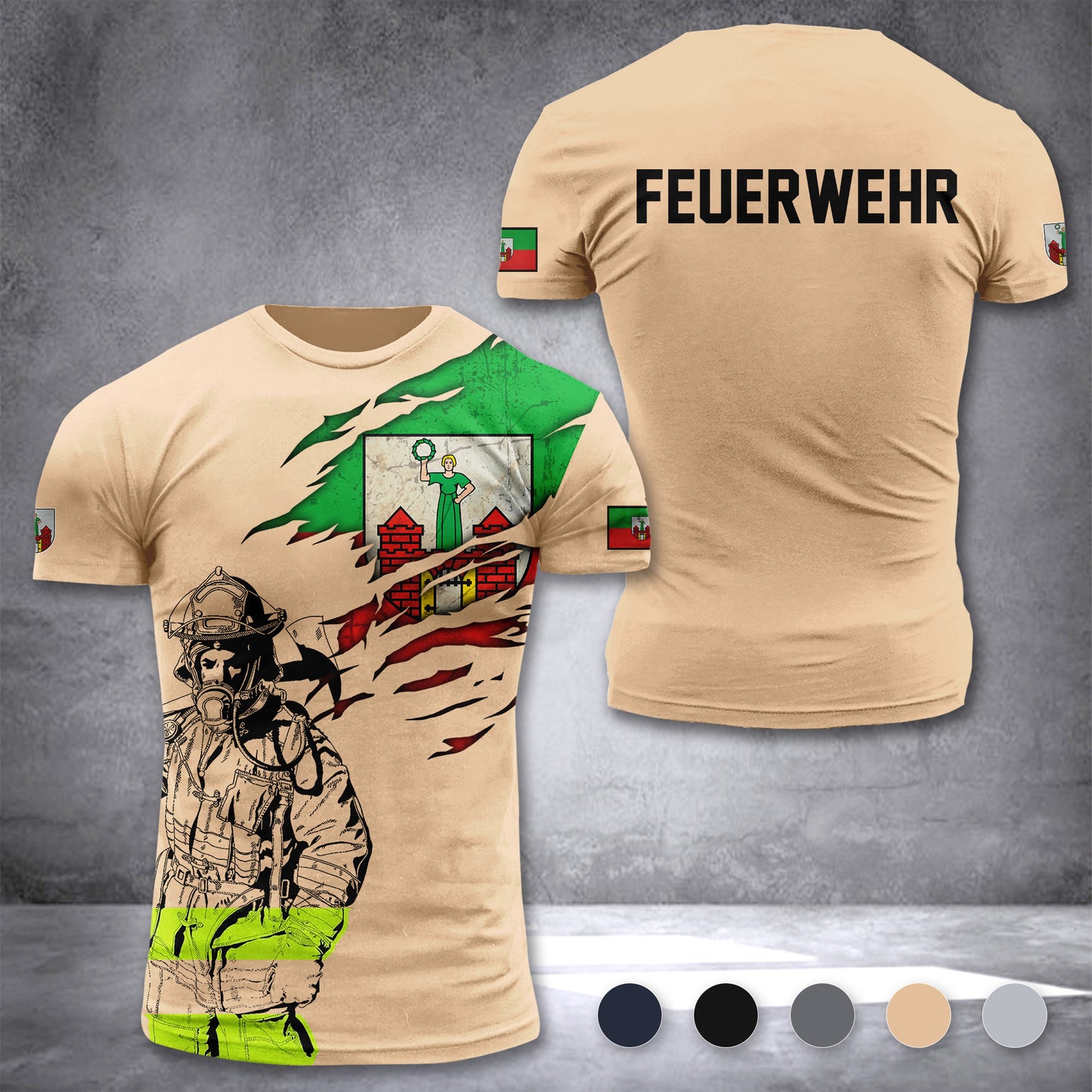 Firefighter Magdeburg Germany customize T-shirt 3d 168