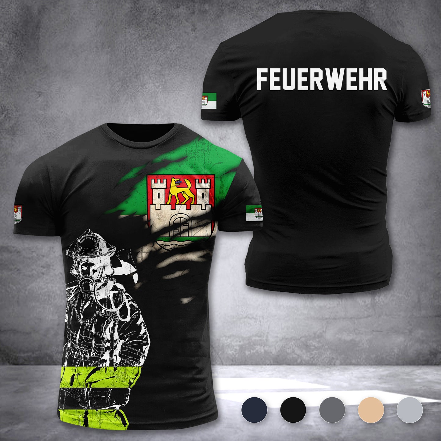 Firefighter Wolfsburg Germany customize T-shirt 3d 168