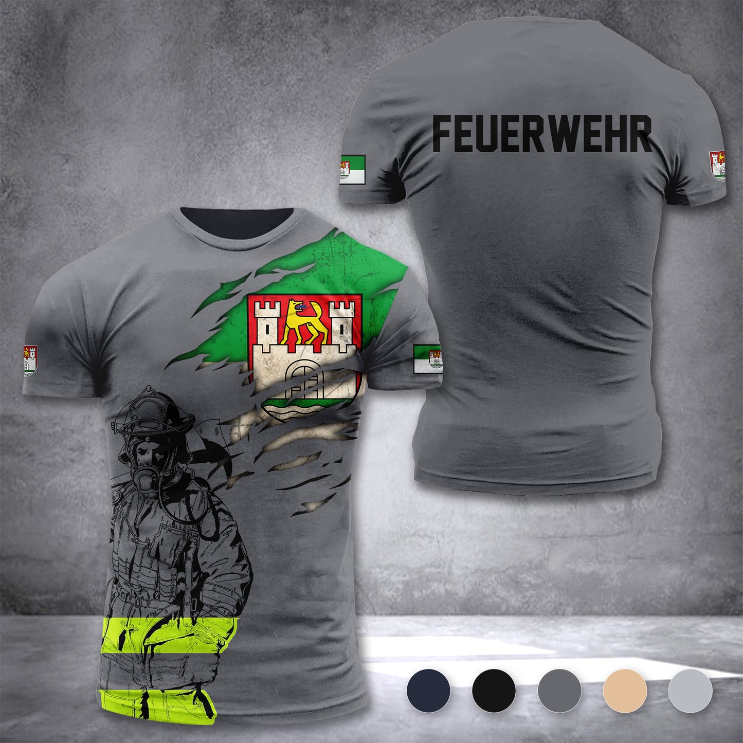 Firefighter Wolfsburg Germany customize T-shirt 3d 168