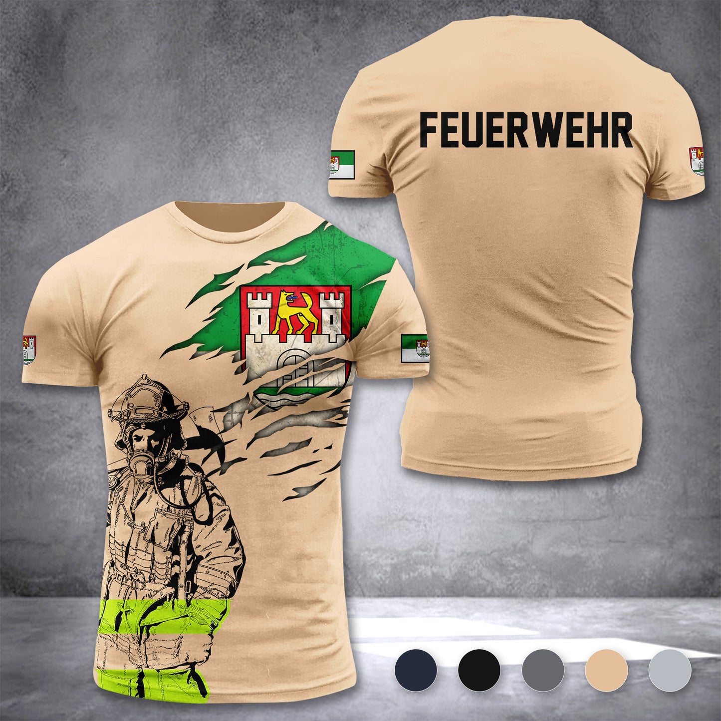 Firefighter Wolfsburg Germany customize T-shirt 3d 168
