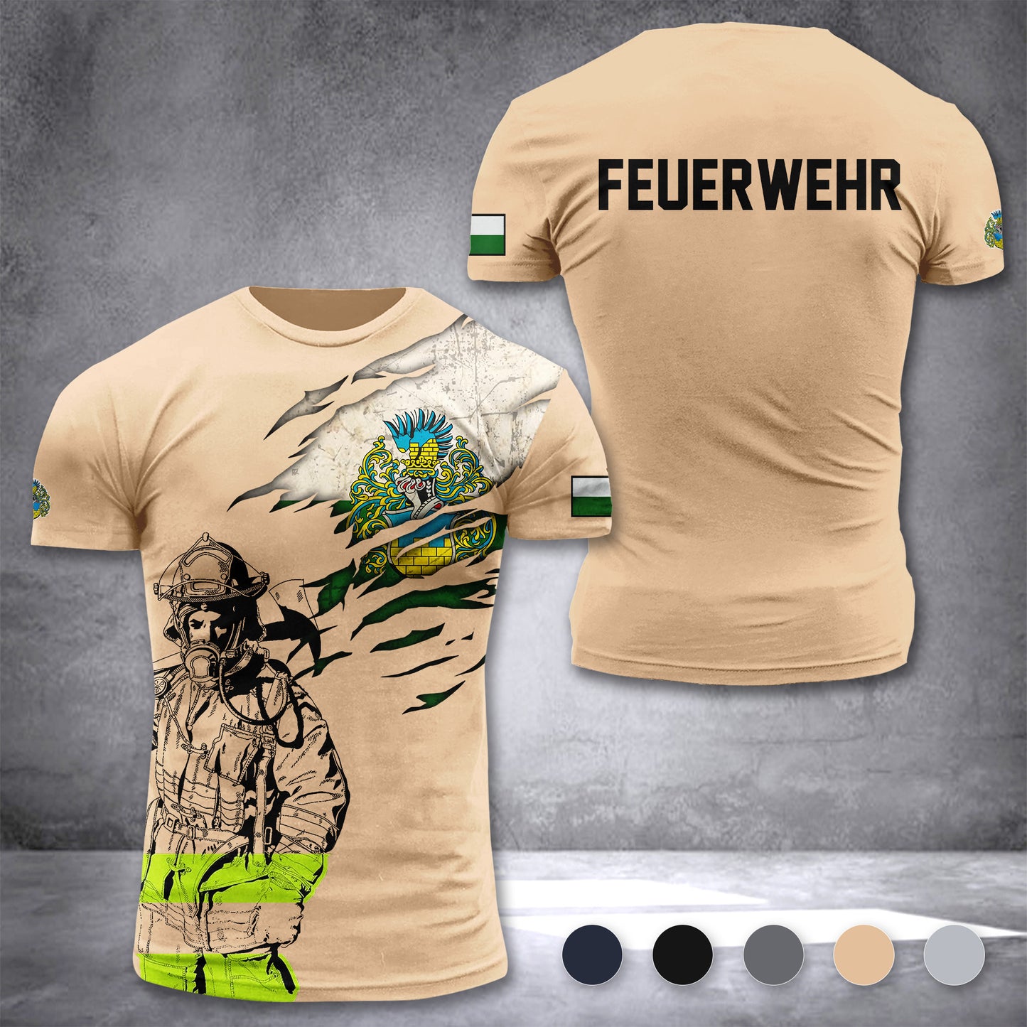 Firefighter Bautzen Germany customize T-shirt 3d 168