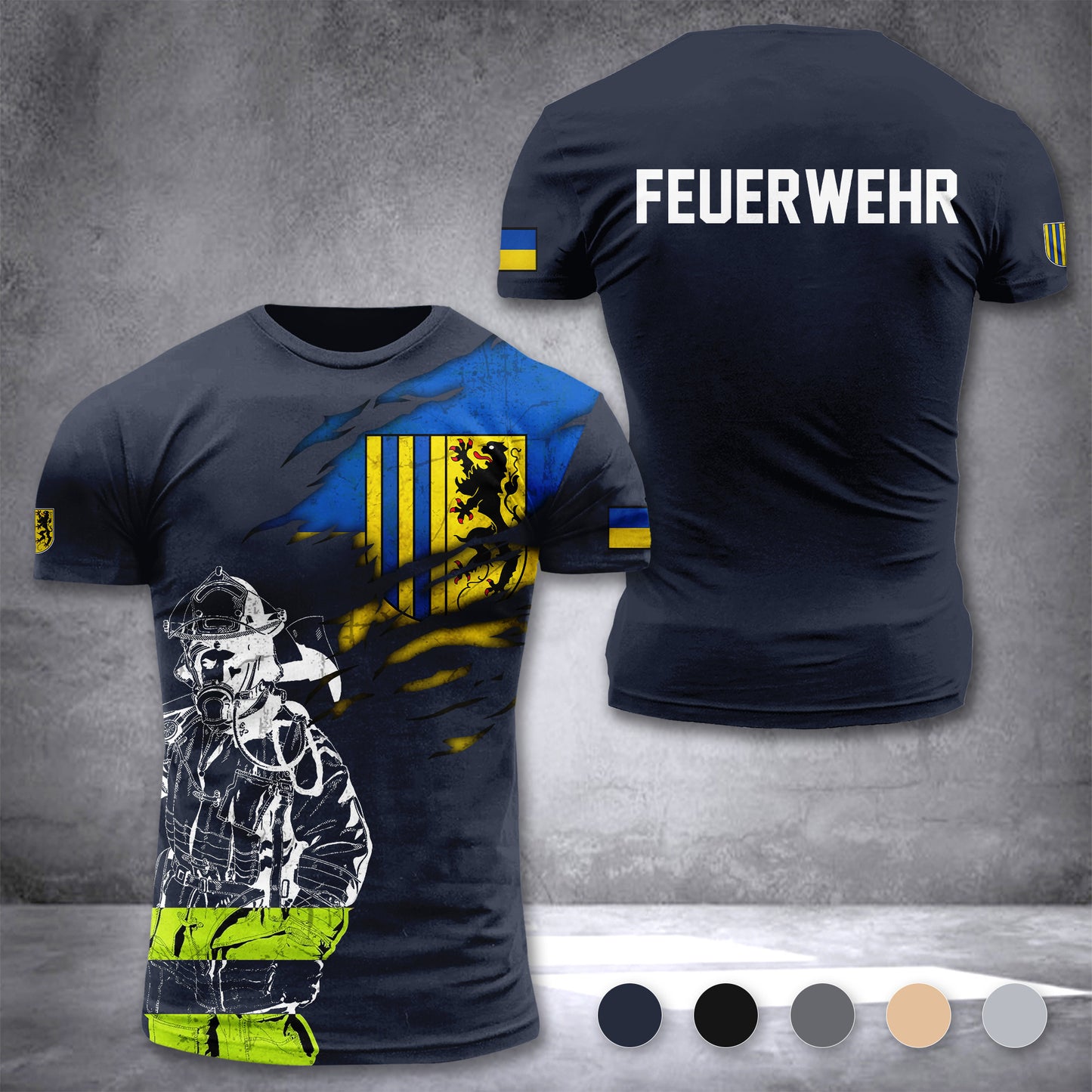 Firefighter Chemnitz Germany customize T-shirt 3d 168