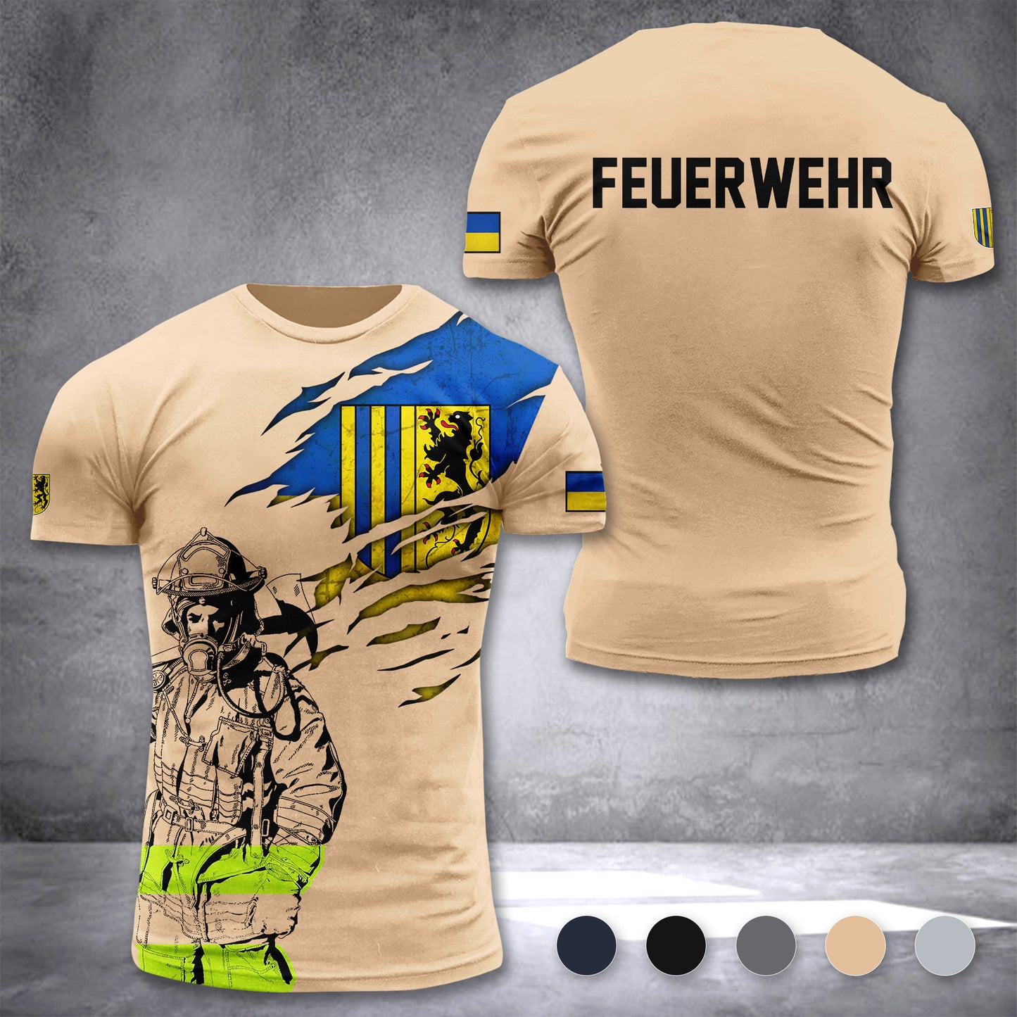 Firefighter Chemnitz Germany customize T-shirt 3d 168