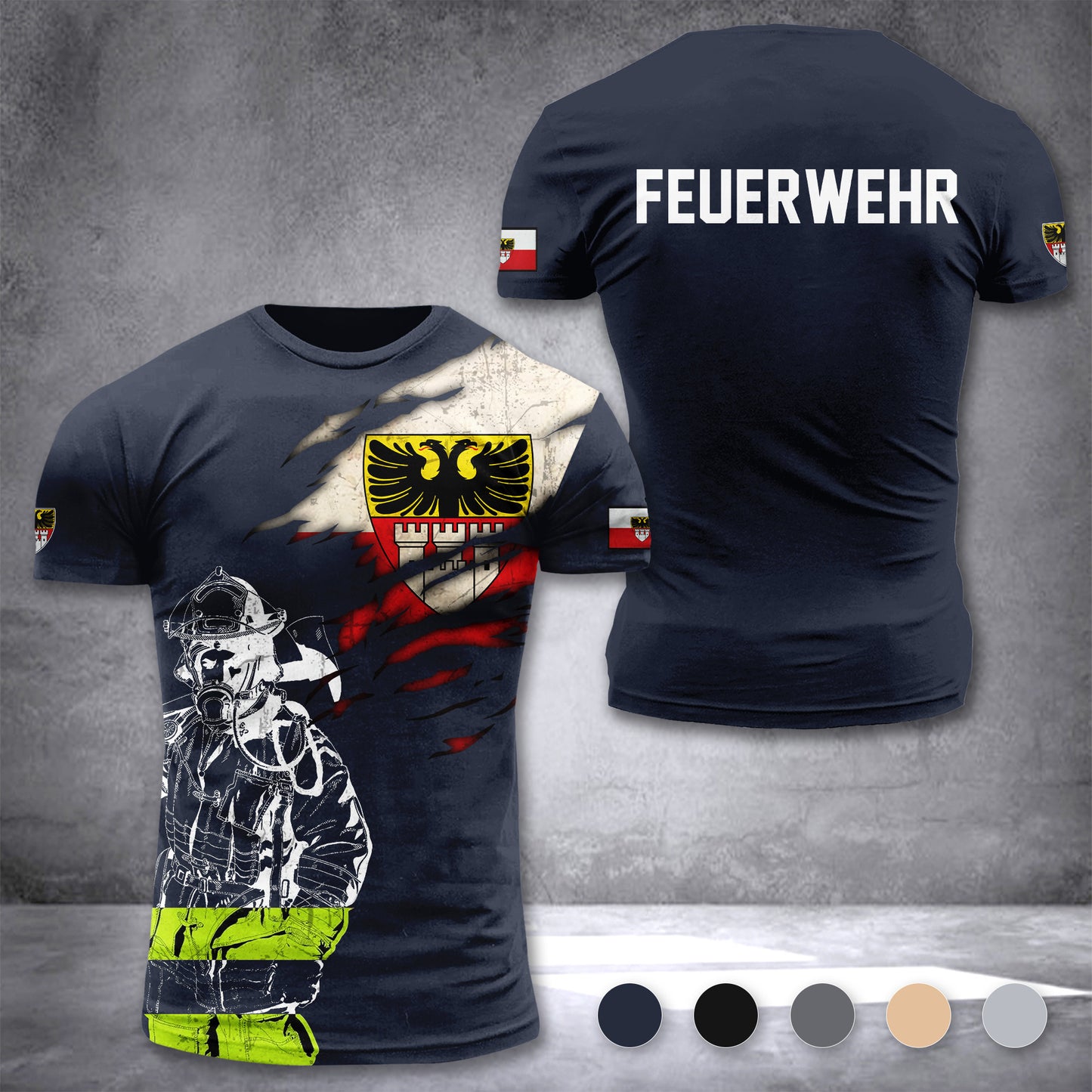Firefighter Duisburg Germany customize T-shirt 3d 168