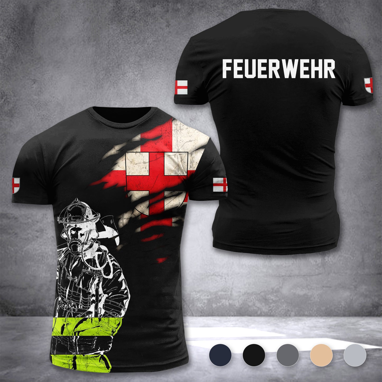 Firefighter Freiburg im Breisgau Germany customize T-shirt 3d 168