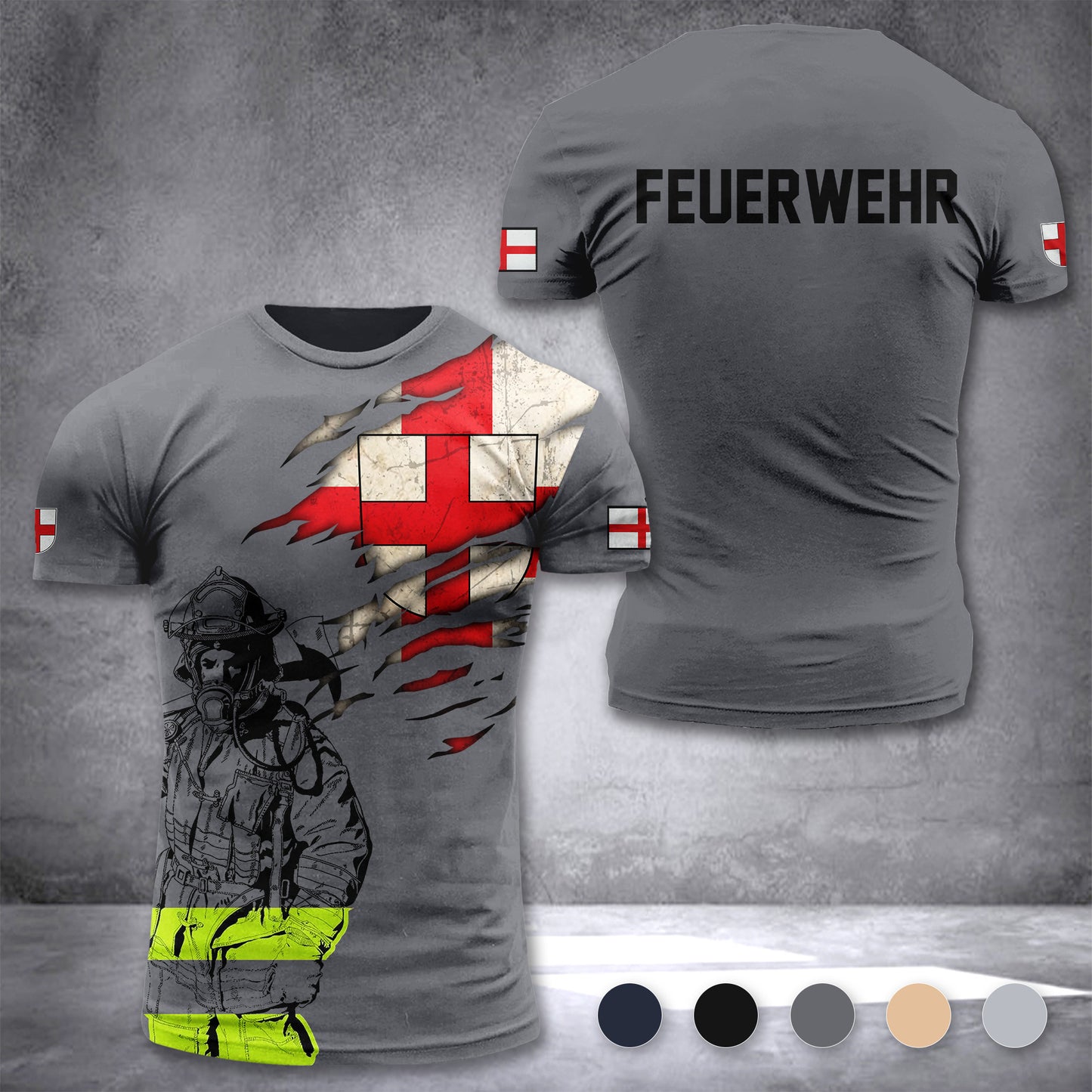 Firefighter Freiburg im Breisgau Germany customize T-shirt 3d 168
