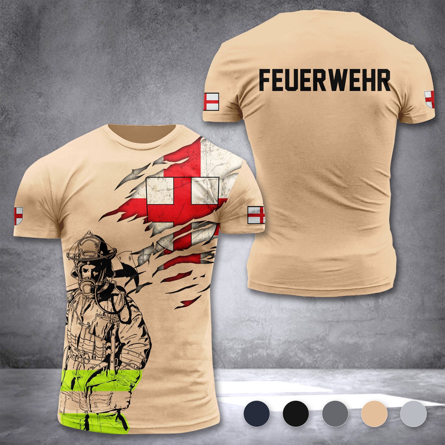 Firefighter Freiburg im Breisgau Germany customize T-shirt 3d 168