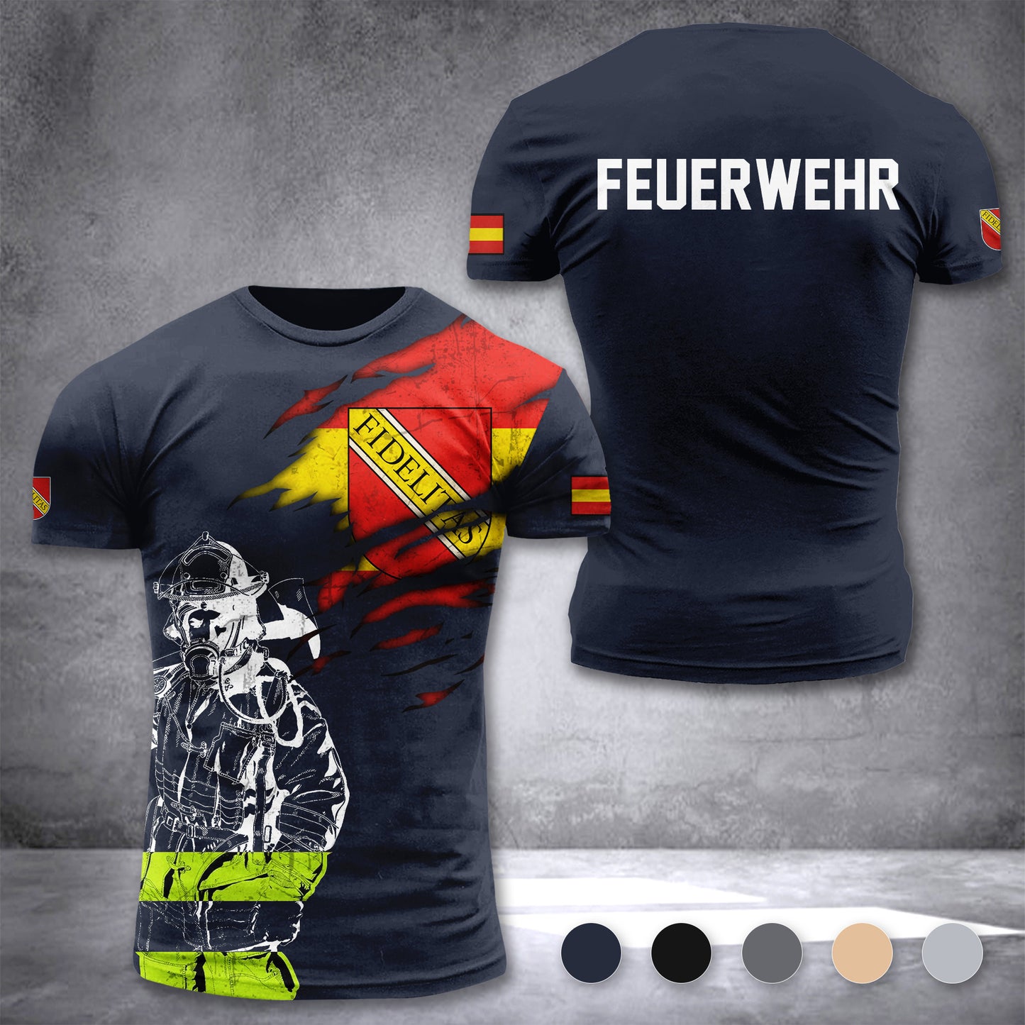 Firefighter Karlsruhe Germany customize T-shirt 3d 168