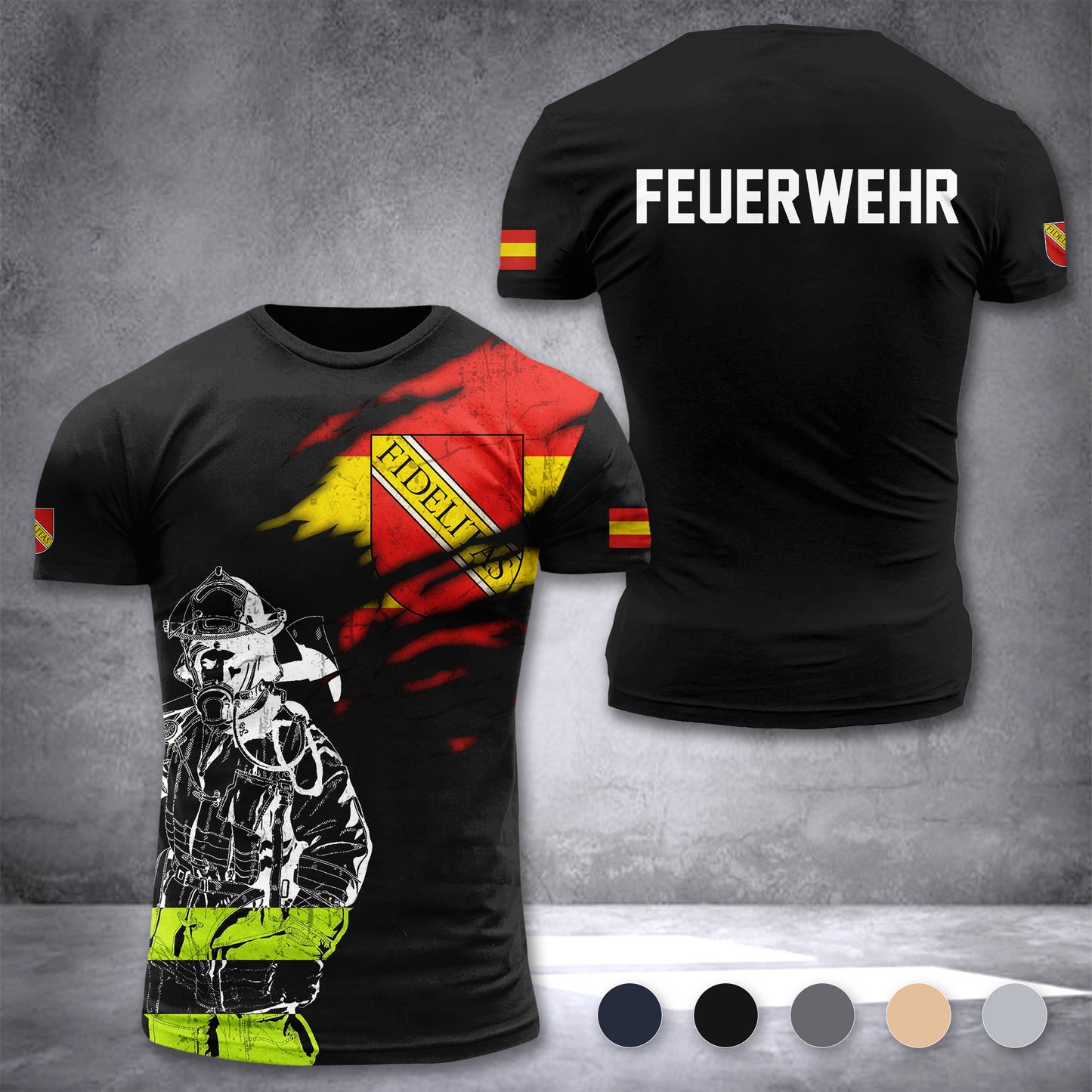 Firefighter Karlsruhe Germany customize T-shirt 3d 168