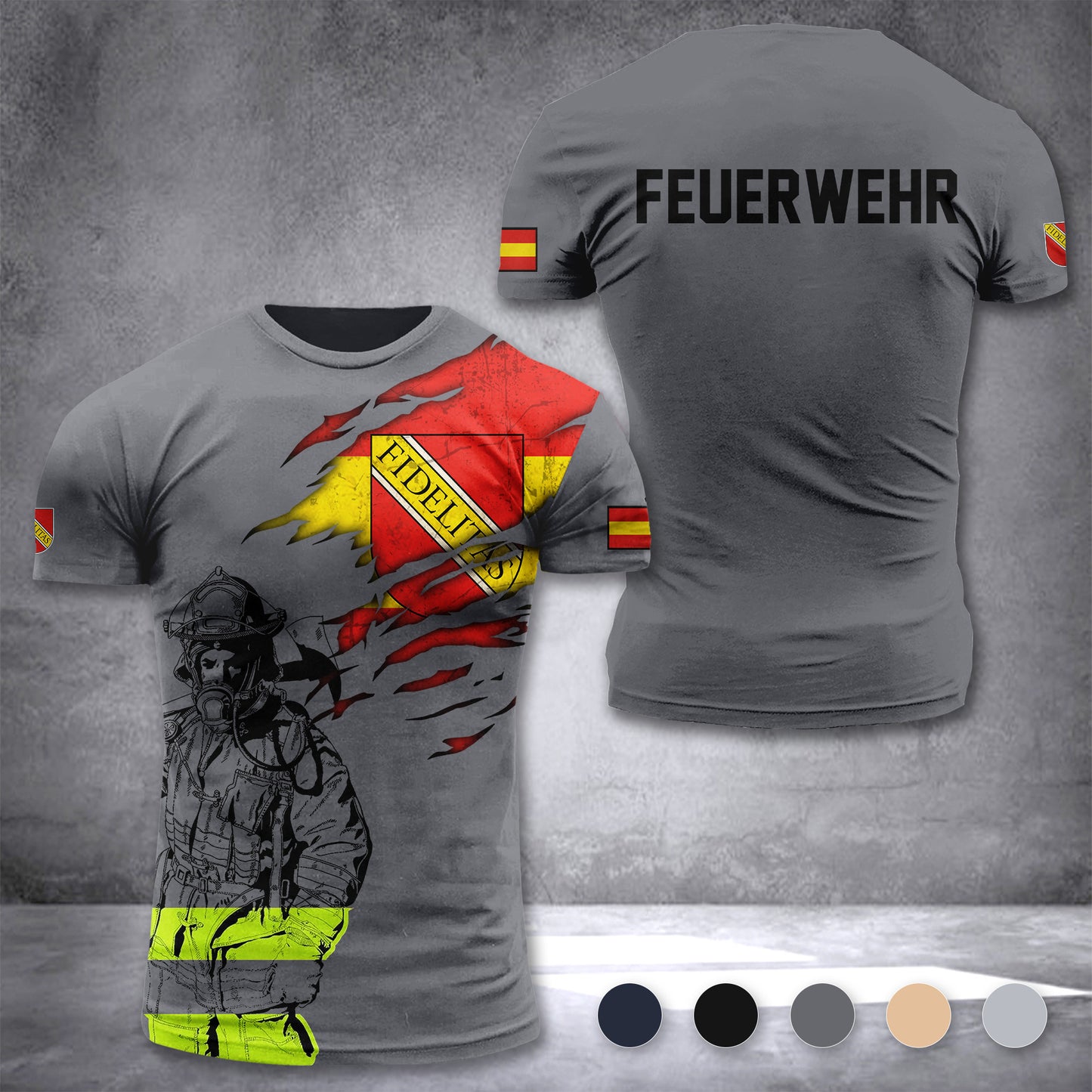 Firefighter Karlsruhe Germany customize T-shirt 3d 168