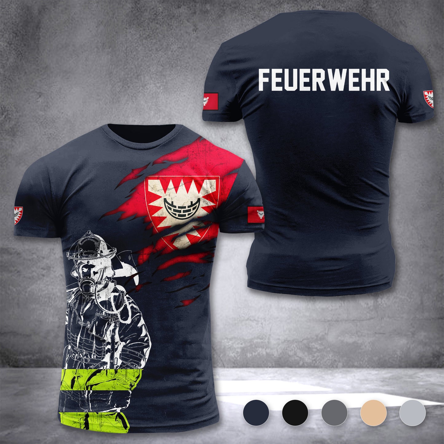Firefighter Kiel Germany customize T-shirt 3d 168