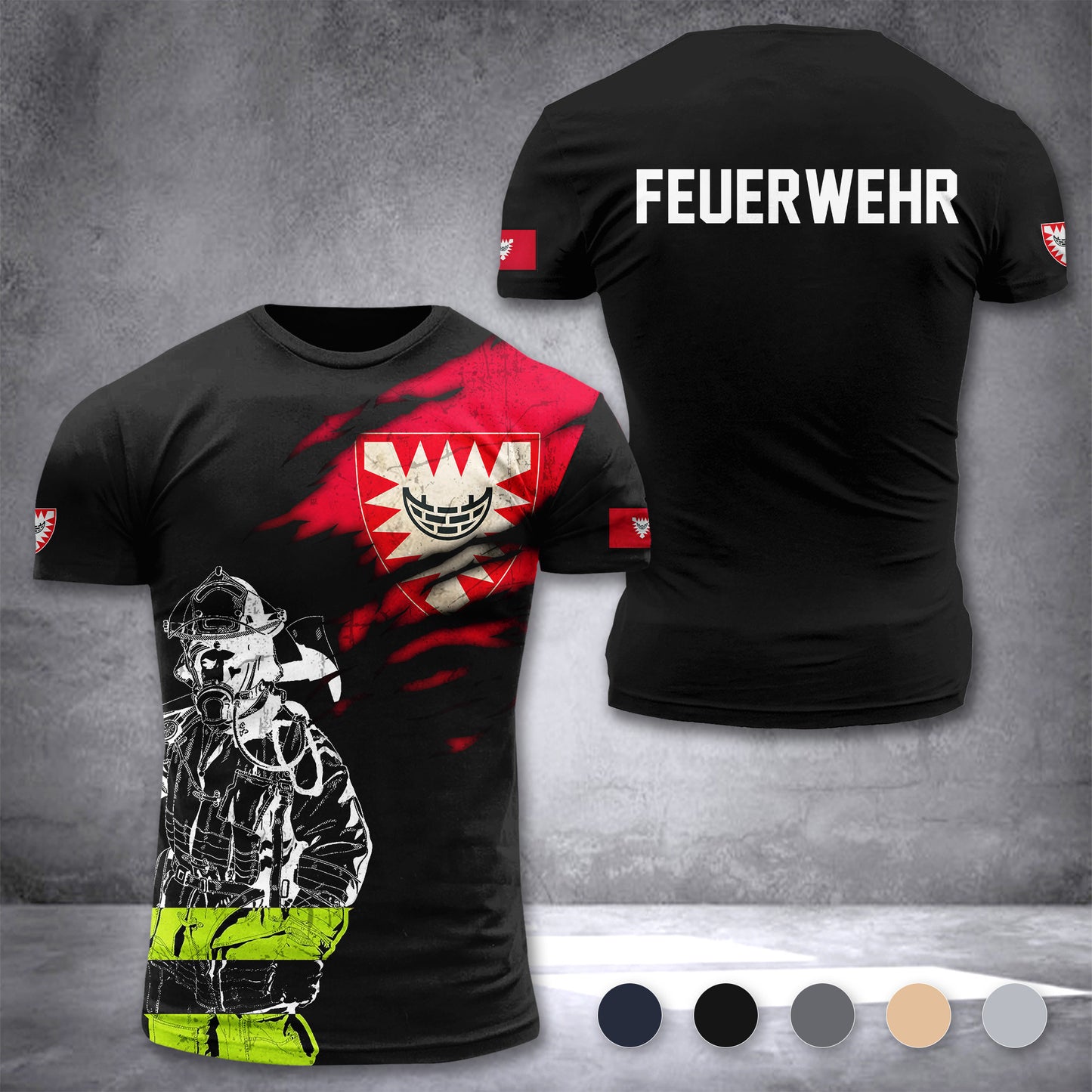 Firefighter Kiel Germany customize T-shirt 3d 168