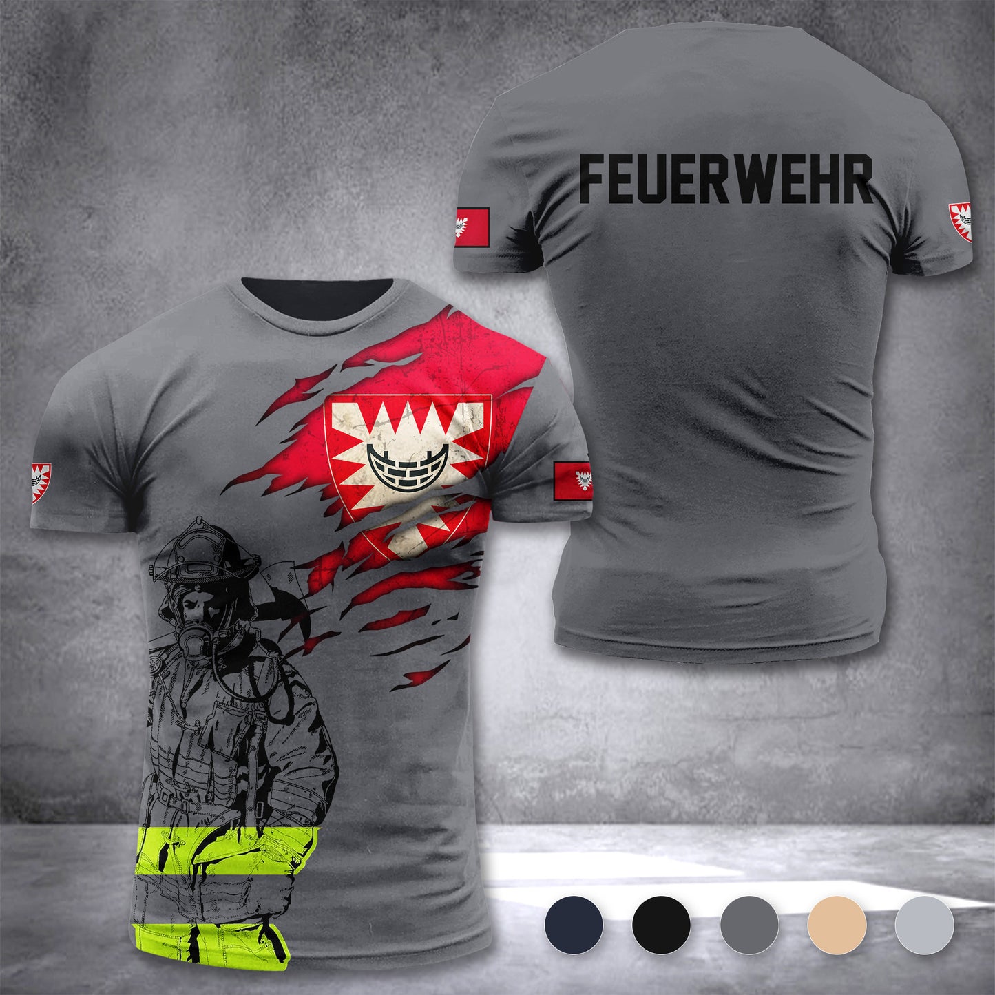 Firefighter Kiel Germany customize T-shirt 3d 168