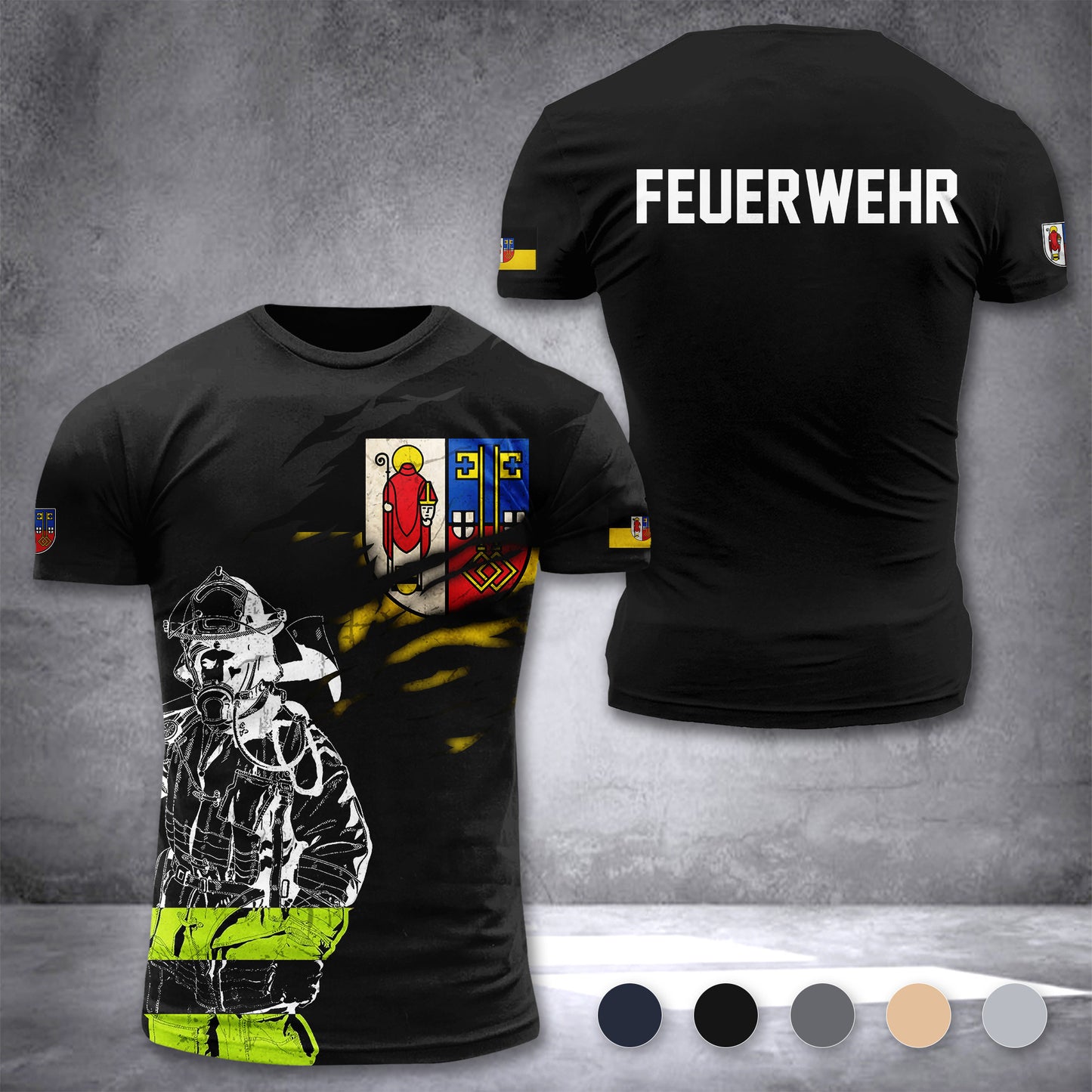 Firefighter Krefeld Germany customize T-shirt 3d 168