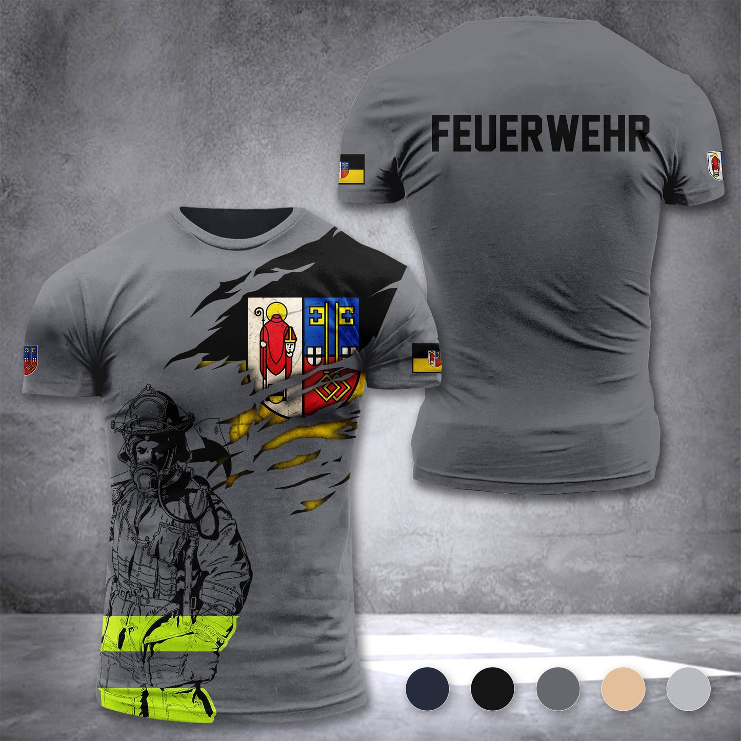Firefighter Krefeld Germany customize T-shirt 3d 168