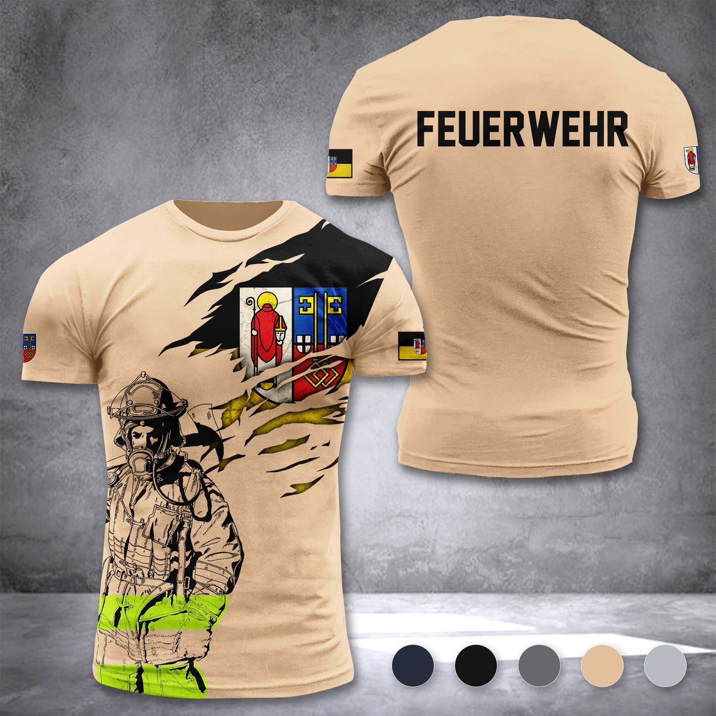Firefighter Krefeld Germany customize T-shirt 3d 168