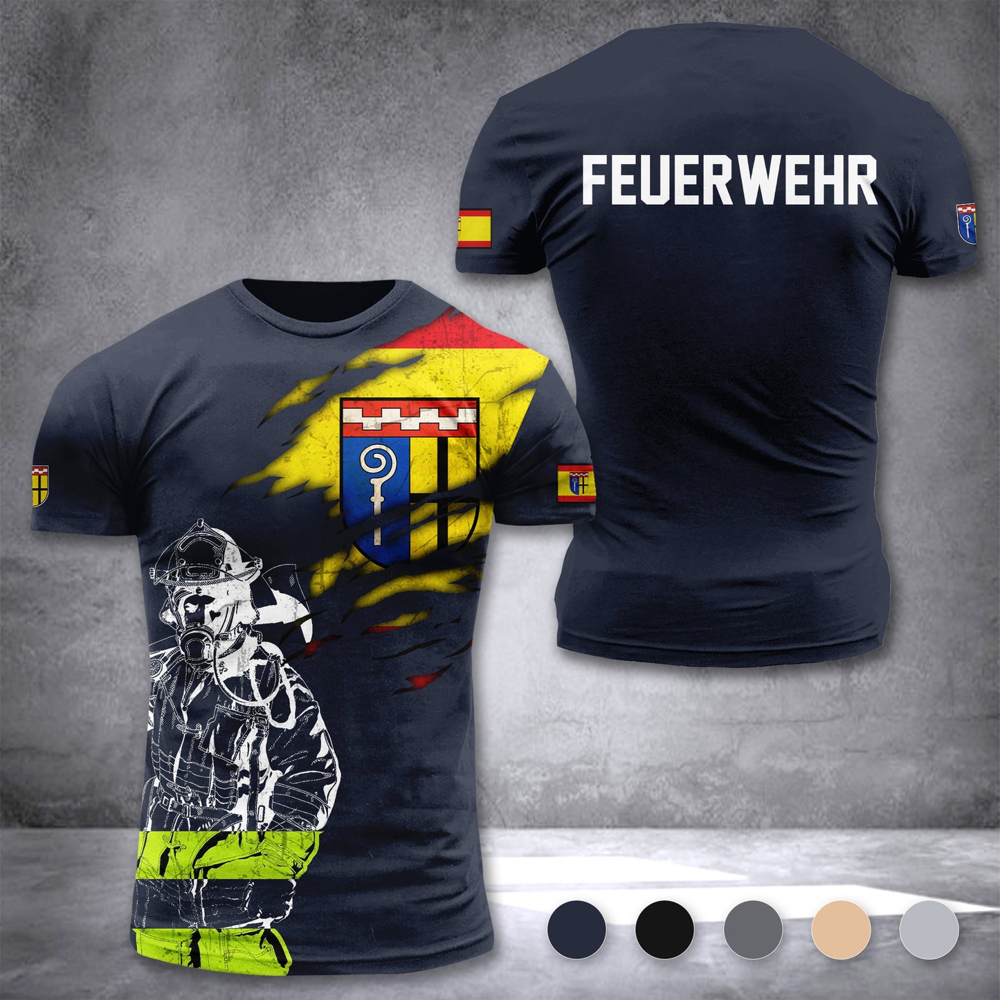 Firefighter Mönchengladbach Germany customize T-shirt 3d 168
