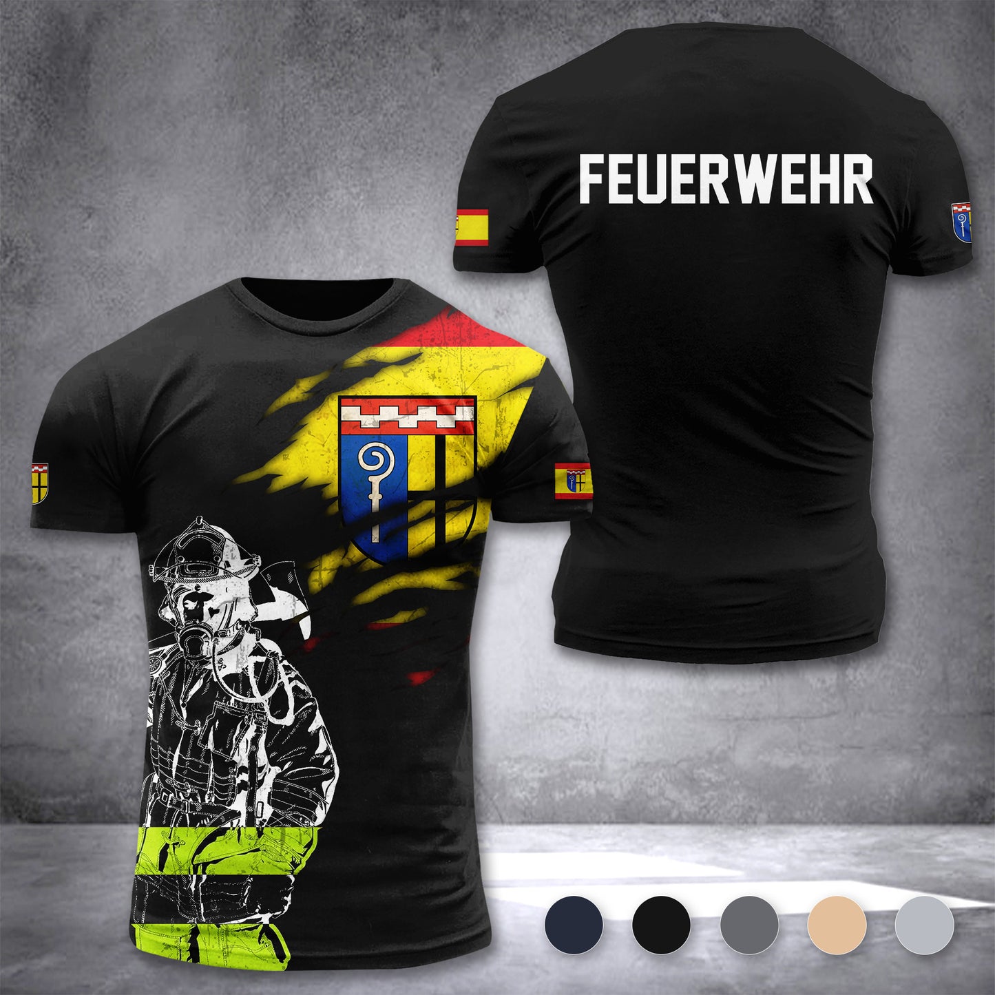 Firefighter Mönchengladbach Germany customize T-shirt 3d 168