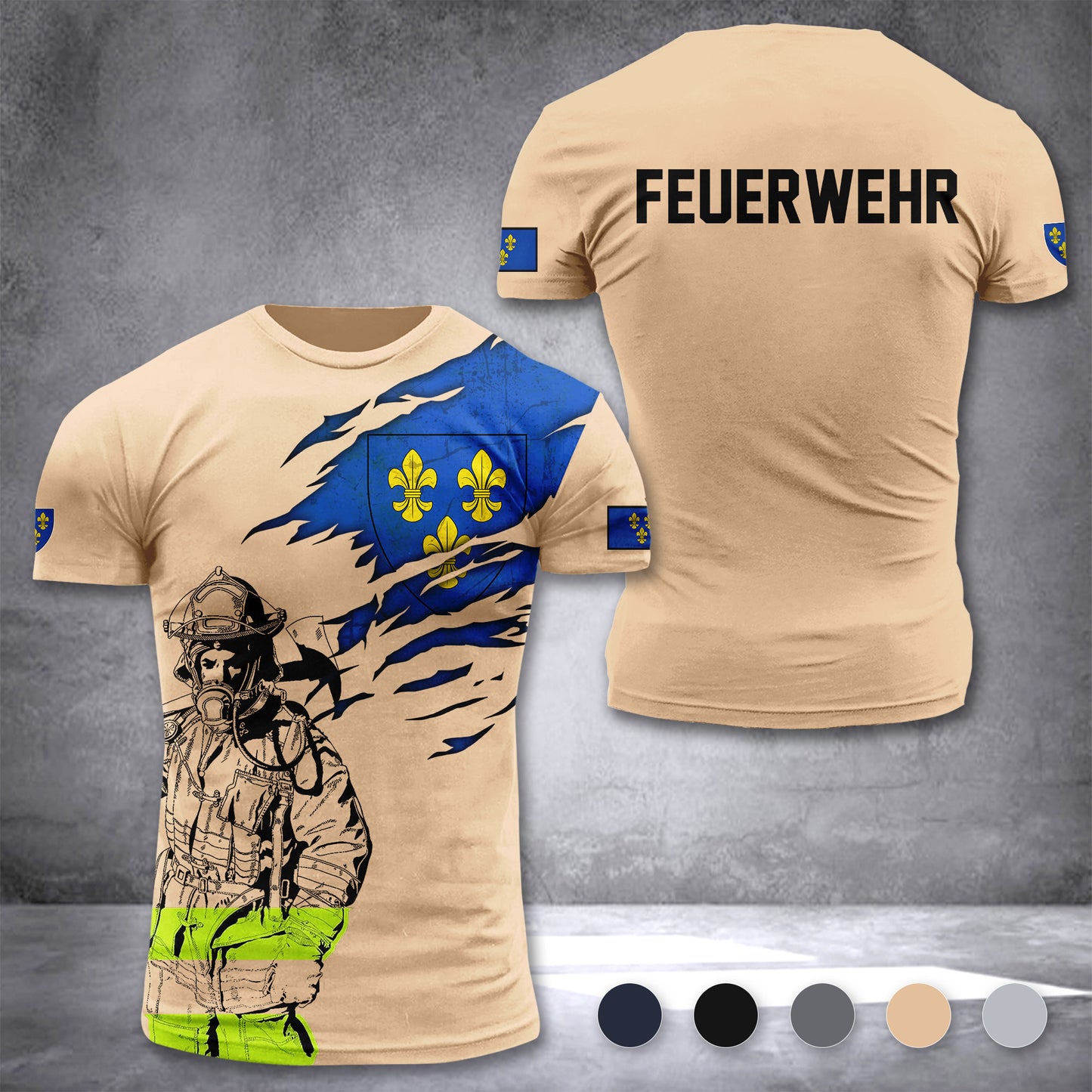 Firefighter Wiesbaden Germany customize T-shirt 3d 168