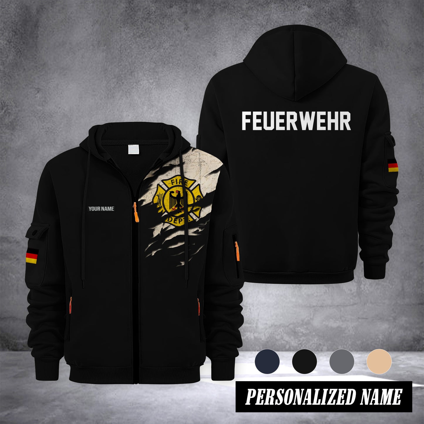 Firefighter Germany customize Zipper cardigan jacket 0909