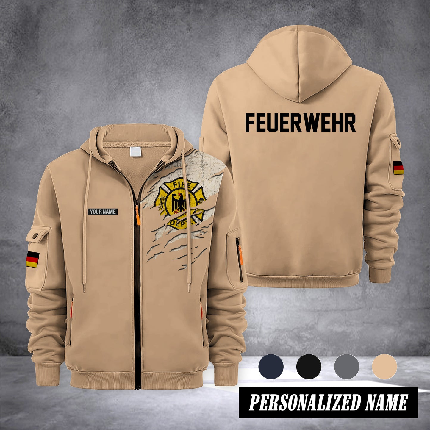 Firefighter Germany customize Zipper cardigan jacket 0909