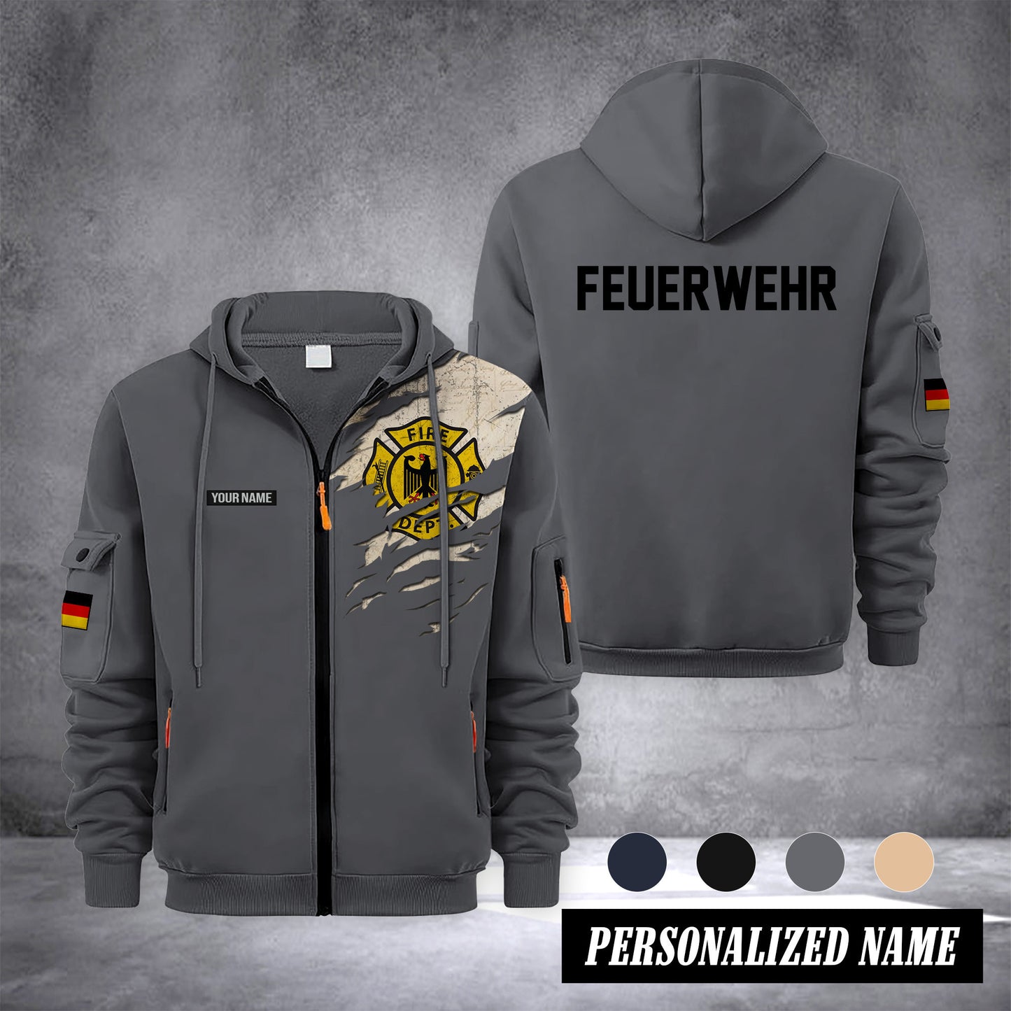 Firefighter Germany customize Zipper cardigan jacket 0909