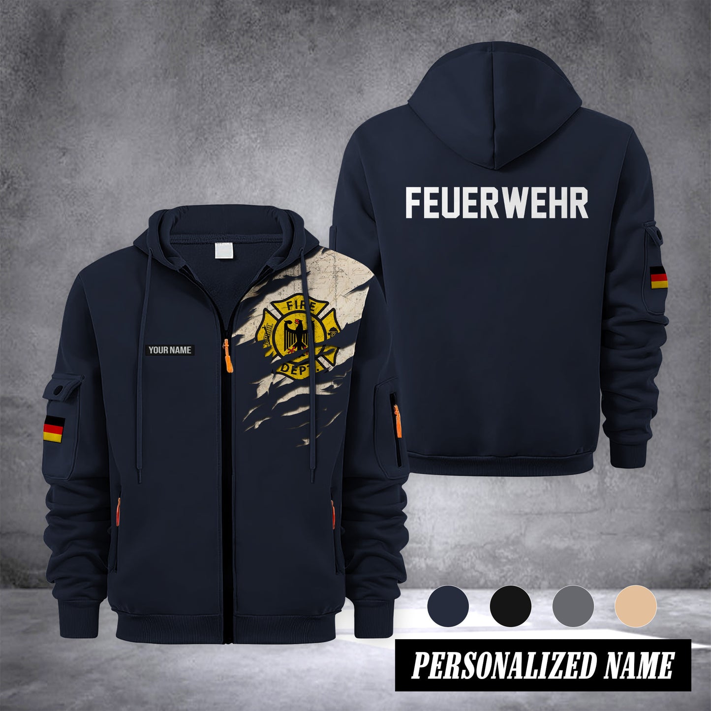 Firefighter Germany customize Zipper cardigan jacket 0909