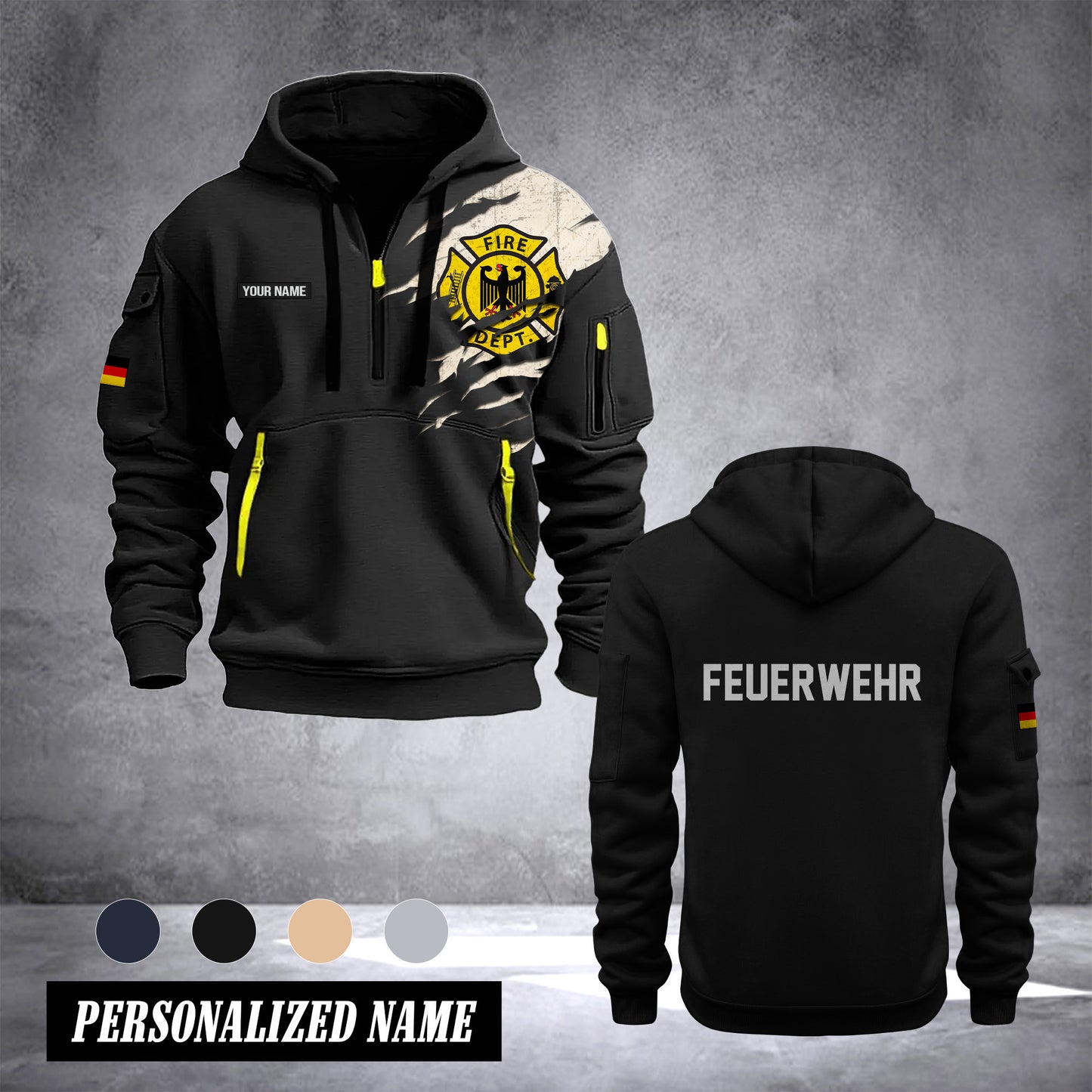 Firefighter Germany customize Hoodie Half Zipper 0909