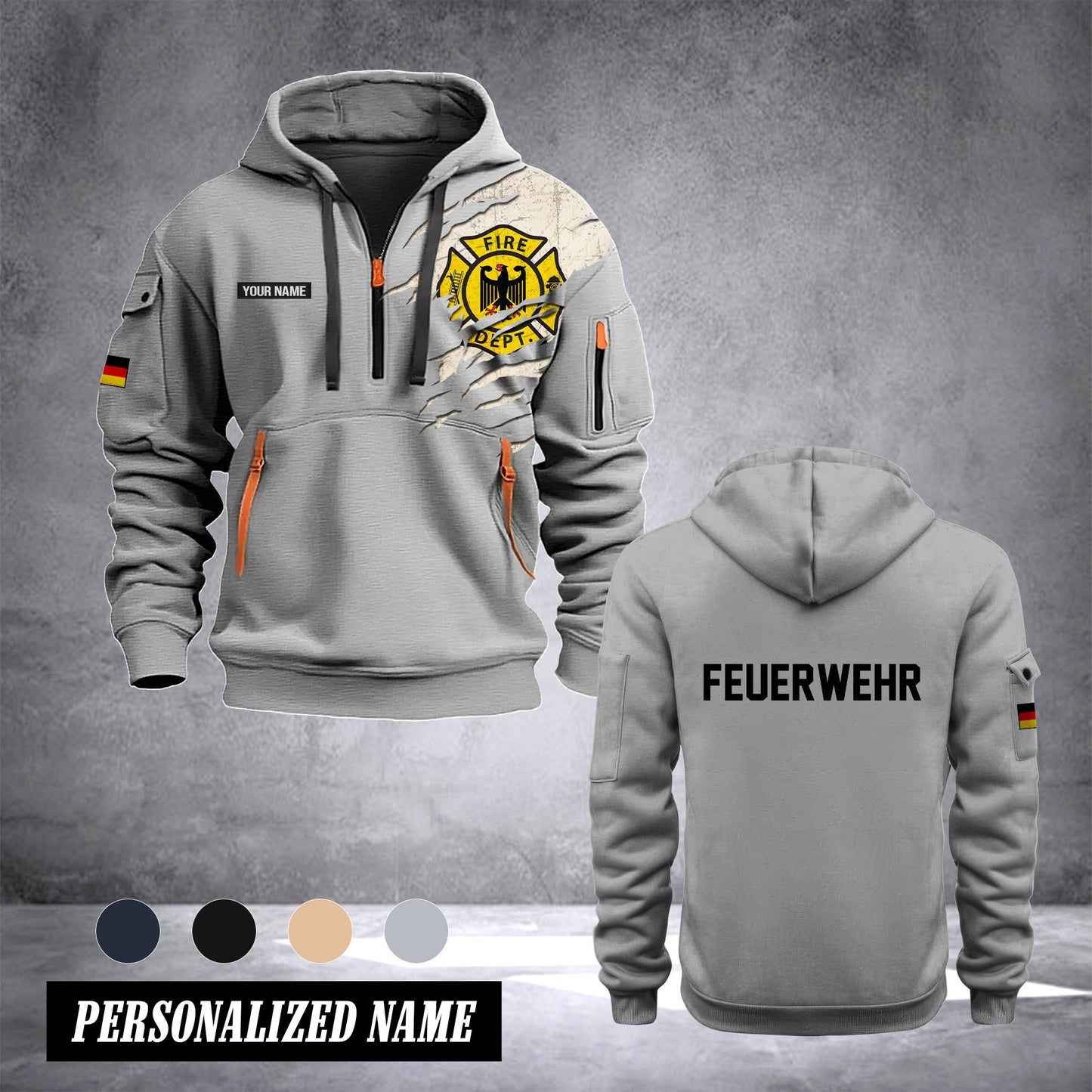 Firefighter Germany customize Hoodie Half Zipper 0909